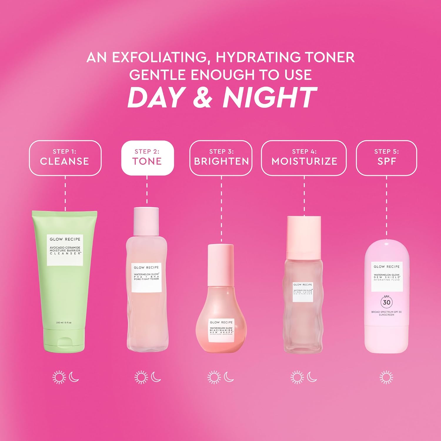 BRILLO GLOW RECIPE PHA BHA TÓNICO FACIAL - MINIMIZADOR DE POROS COREANO PARA CUIDADO DE LA PIEL Y EXFOLIANTE FACIAL SUAVE - 6