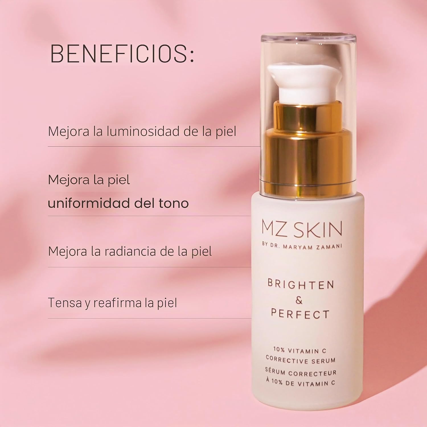 MZ SKIN BRIGHTEN Y PERFECT - SUERO DE VITAMINA C, TRATAMIENTO ILUMINADOR AL 10% PARA MANCHAS OSCURAS, PIGMENTACIÓN - 2
