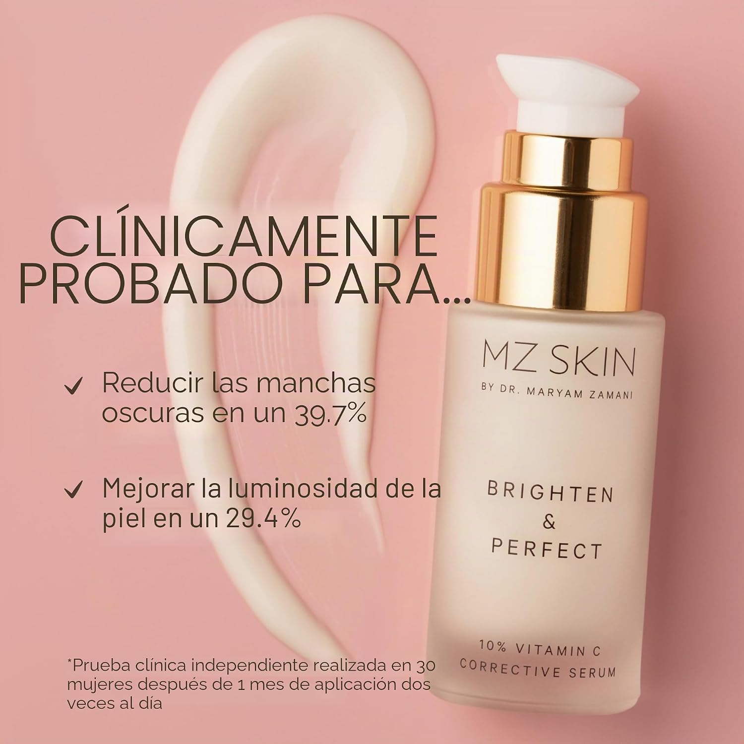 MZ SKIN BRIGHTEN Y PERFECT - SUERO DE VITAMINA C, TRATAMIENTO ILUMINADOR AL 10% PARA MANCHAS OSCURAS, PIGMENTACIÓN - 3