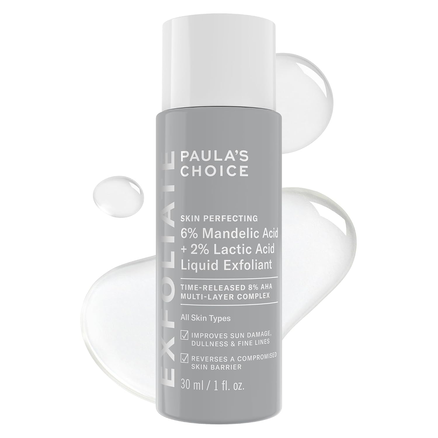 PAULA S CHOICE 6% DE ÁCIDO MANDÉLICO 2% EXFOLIANTE DE ÁCIDO LÁCTICO, EXFOLIANTE DIARIO SUAVE AHA PARA DECOLORACIÓN, TEXTURA - 1
