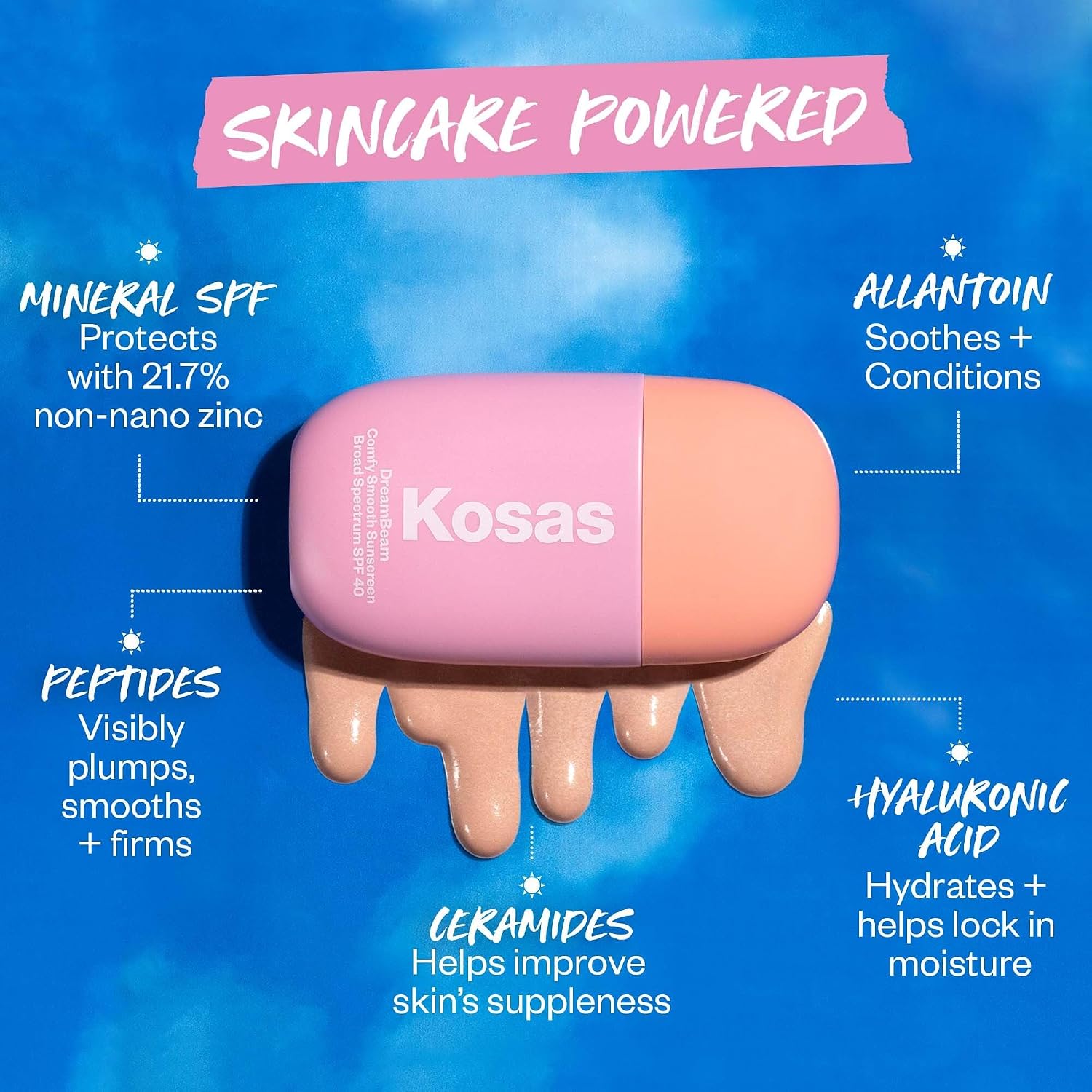 KOSAS DREAMBEAM PROTECTOR SOLAR MINERAL SPF 40 - PROTECCIÓN SOLAR LÍQUIDA SUAVE PARA EL ROSTRO - BASE DE MAQUILLAJE LIGERA - 6