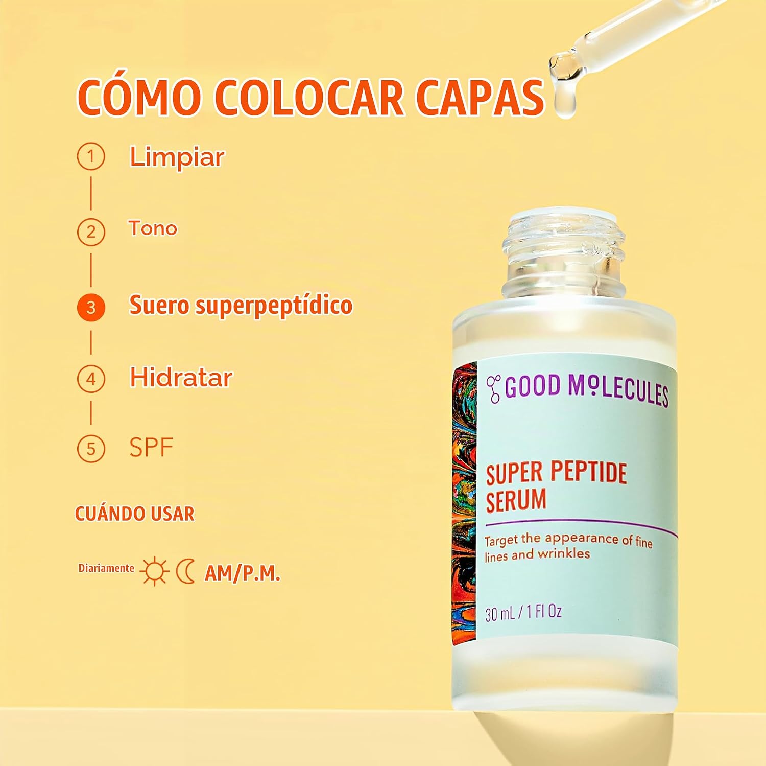 GOOD MOLECULES SUPER PEPTIDE SÉRUM FACIAL CONCENTRADO - SUERO FACIAL ANTIENVEJECIMIENTO CON PÉPTIDOS Y TRIPÉPTIDOS DE COBRE - 5