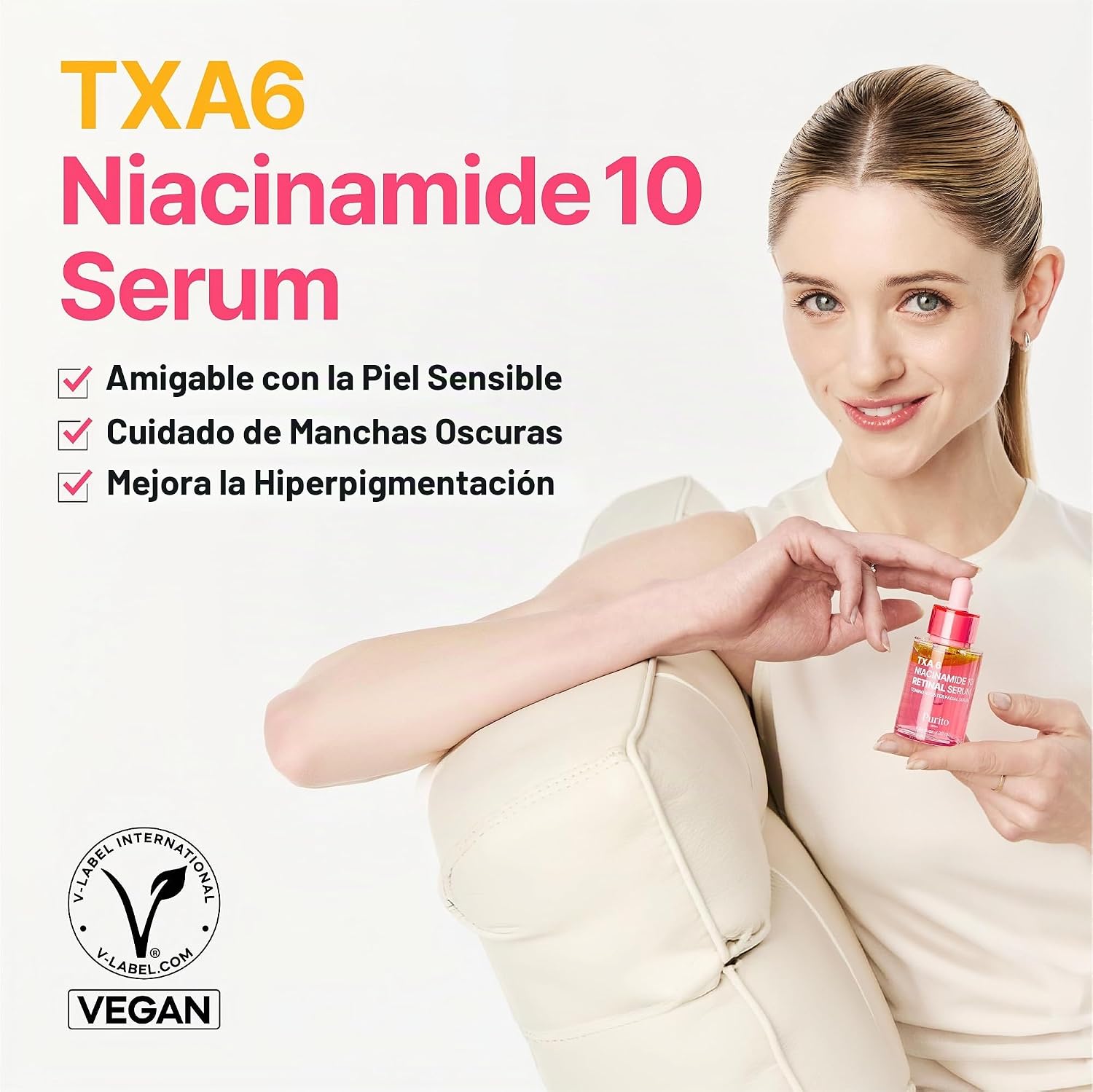 PURITO TXA 6% NIACINAMIDA 10% RETINAL SUERO FACIAL PARA MANCHAS OSCURAS, HIPERPIGMENTACIÓN, TONO DESIGUAL ÁCIDO TRANEXÁMICO - 2