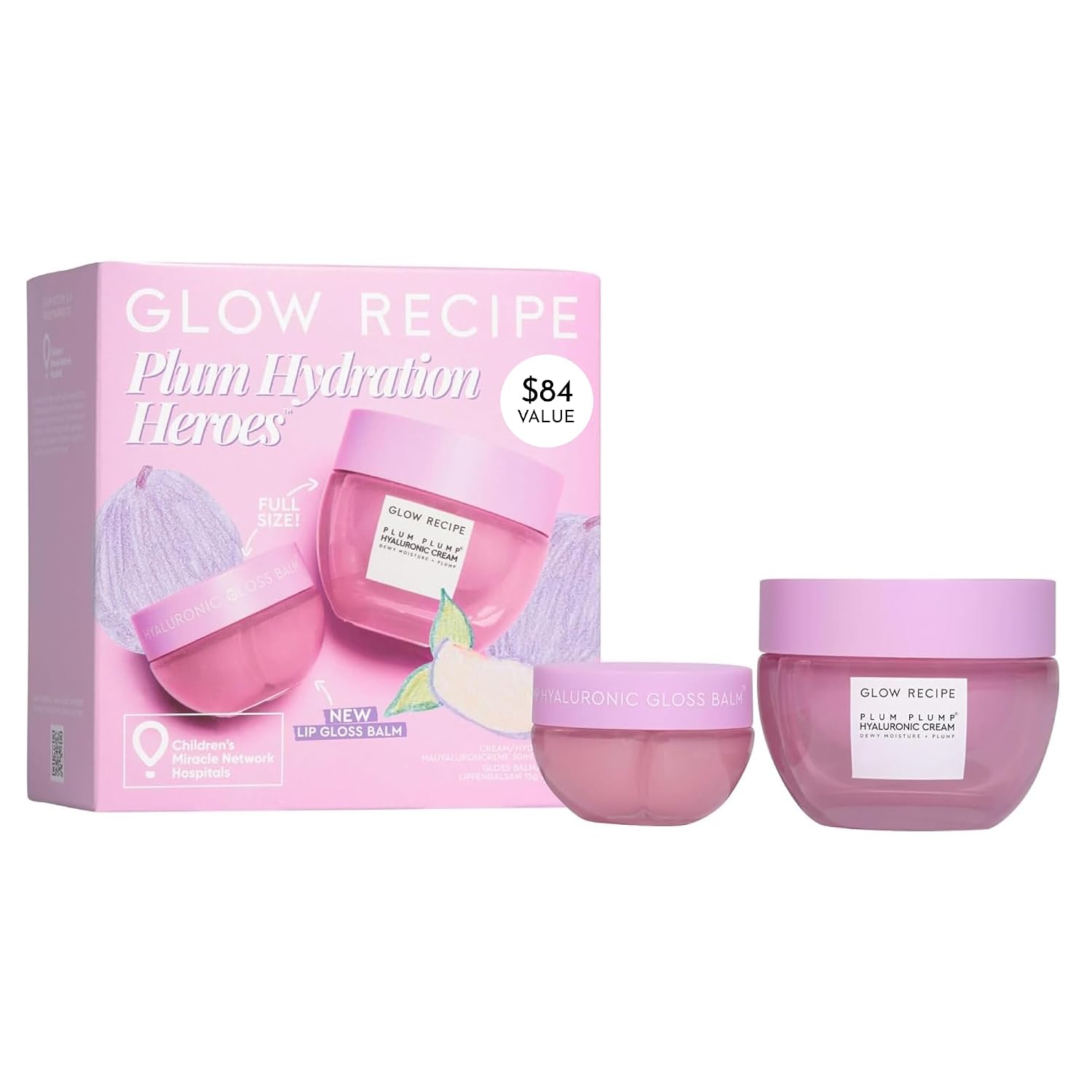 BRILLO GLOW RECIPE PLUM HYDRATION HEROES HOLIDAY KIT DE MAQUILLAJE - CREMA DE ÁCIDO HIALURÓNICO PLUM PLUMP 1.7 FL OZ - 1