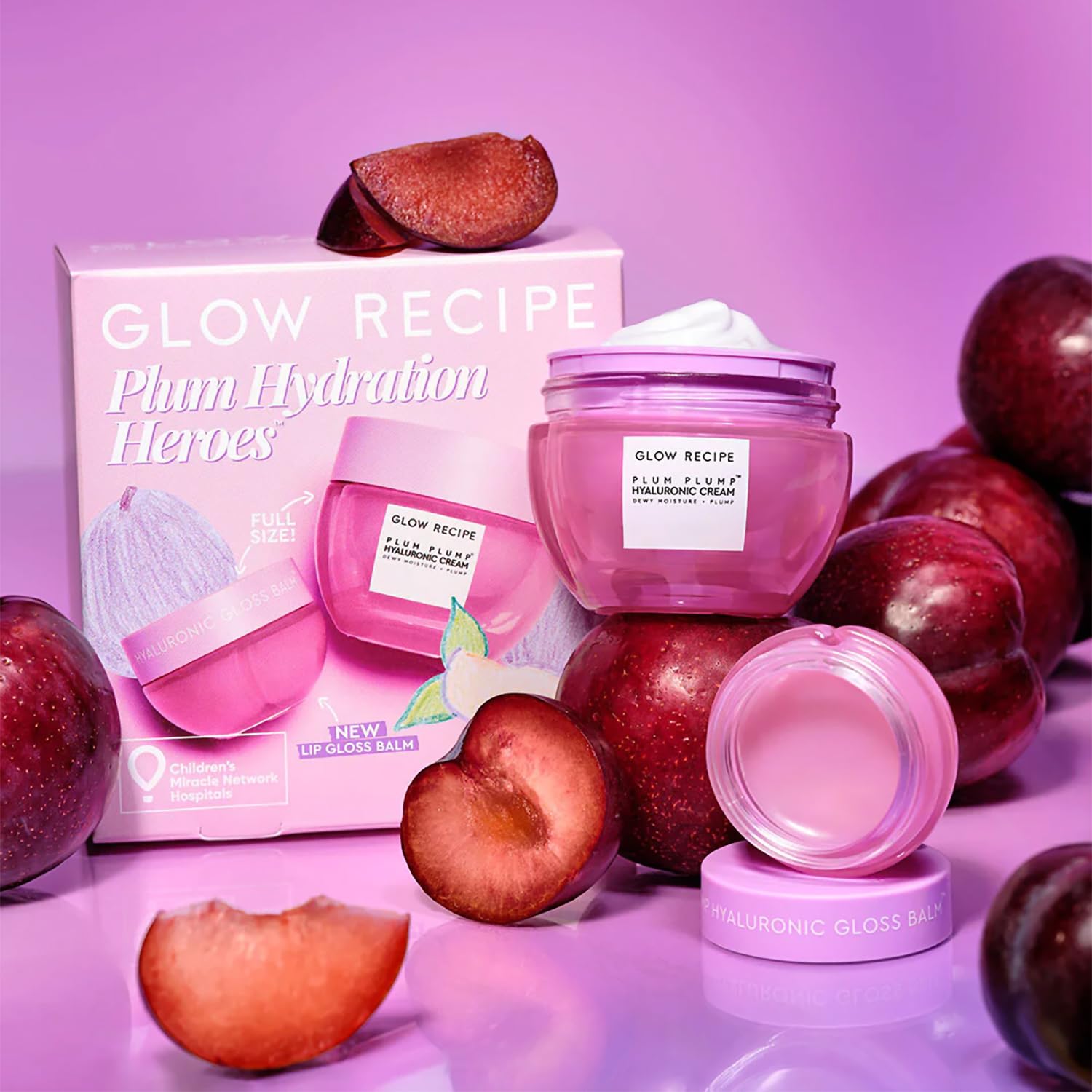BRILLO GLOW RECIPE PLUM HYDRATION HEROES HOLIDAY KIT DE MAQUILLAJE - CREMA DE ÁCIDO HIALURÓNICO PLUM PLUMP 1.7 FL OZ - 2