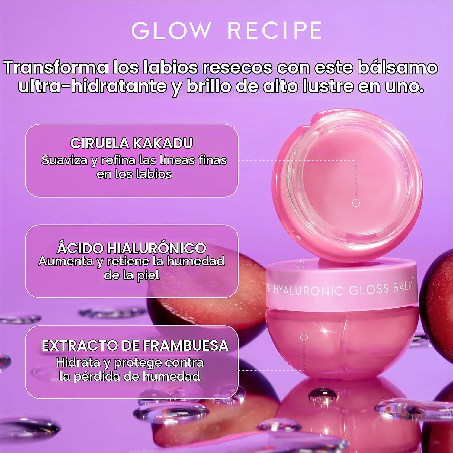 BRILLO GLOW RECIPE PLUM HYDRATION HEROES HOLIDAY KIT DE MAQUILLAJE - CREMA DE ÁCIDO HIALURÓNICO PLUM PLUMP 1.7 FL OZ - 5
