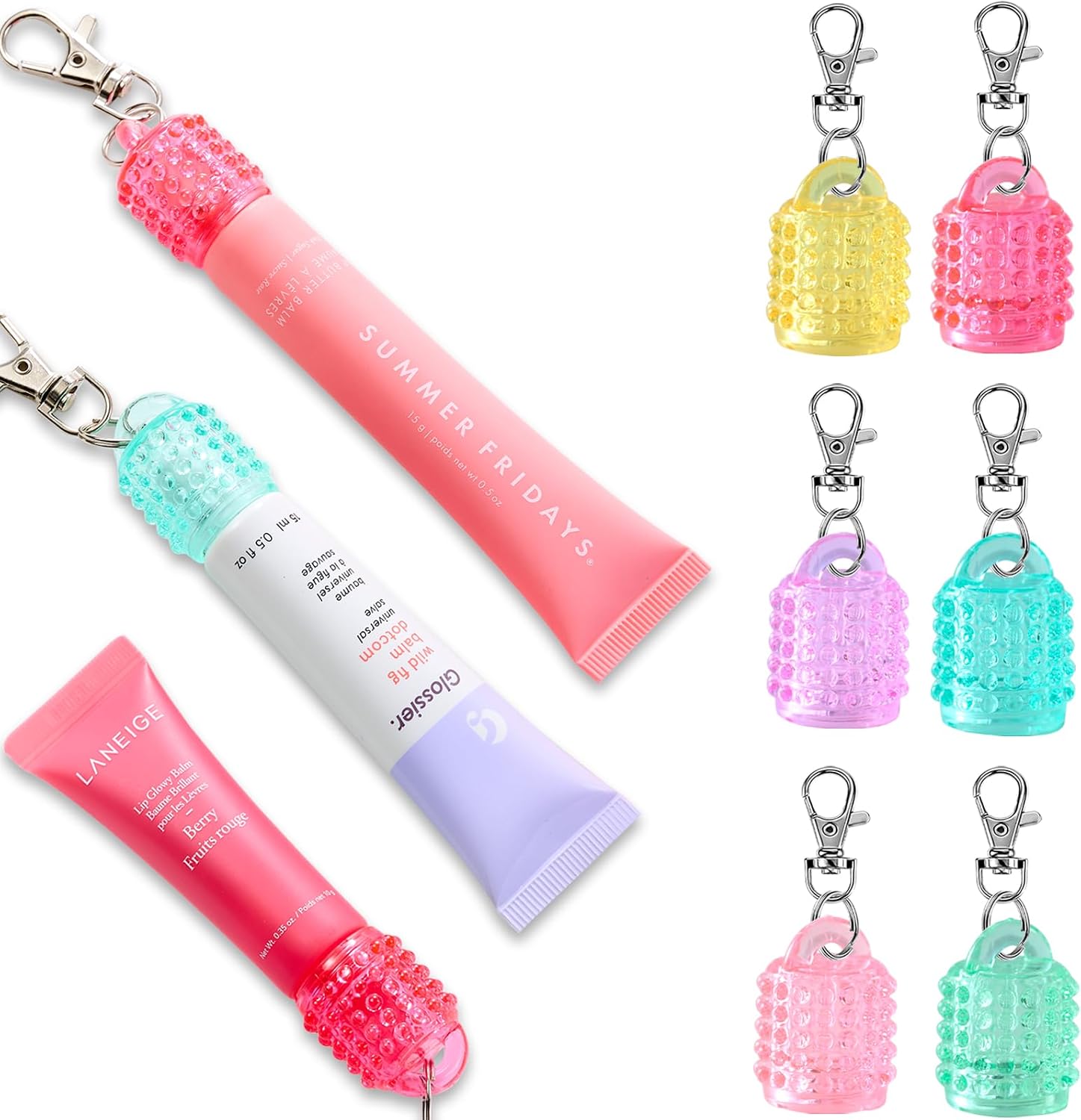 LLAVERO DE BÁLSAMO LABIAL CON TAPA PARA LANEIGE, SUMMER FRIDAY Y GLOSSIER, SOPORTE DE BÁLSAMO LABIAL PARA LLAVERO O BOLSO, - 1