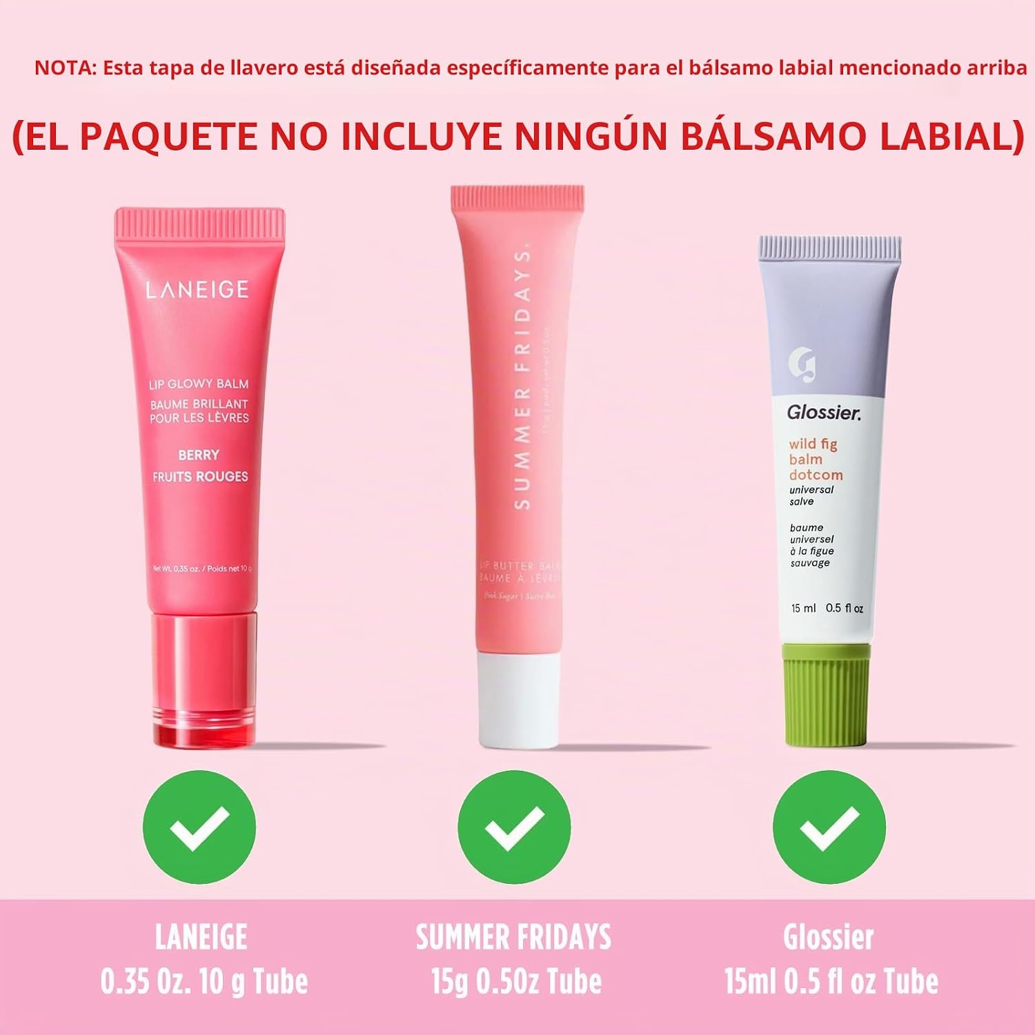 LLAVERO DE BÁLSAMO LABIAL CON TAPA PARA LANEIGE, SUMMER FRIDAY Y GLOSSIER, SOPORTE DE BÁLSAMO LABIAL PARA LLAVERO O BOLSO, - 3