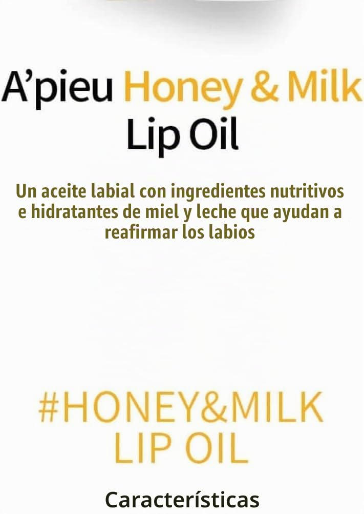 A PIEU HONEY Y MILK LIP ACEITE NUTRIENTE I ACEITE DE LABIOS COREANO, HUMEDAD DURADERA, EXTRACTOS NUTRITIVOS, ACABADO SUAVE, - 3