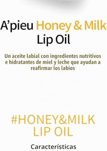 A PIEU HONEY Y MILK LIP ACEITE NUTRIENTE I ACEITE DE LABIOS COREANO, HUMEDAD DURADERA, EXTRACTOS NUTRITIVOS, ACABADO SUAVE, - 6