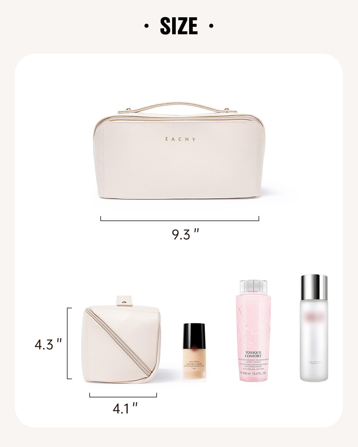 EACHY BOLSA DE MAQUILLAJE DE VIAJE, BOLSAS DE COSMÉTICOS DE GRAN CAPACIDAD PARA MUJER, BOLSA DE ASEO PLANA ABIERTA, - 7