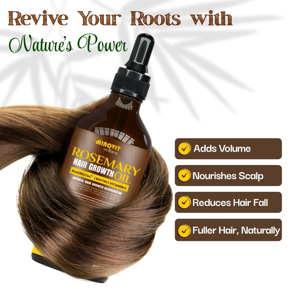 ACEITE DE ROMERO PARA EL CRECIMIENTO DEL CABELLO 3.4 ONZAS LÍQUIDAS INFUNDIDO CON BIOTINA, VITAMINA E, ACEITE DE ALMENDRAS - 3