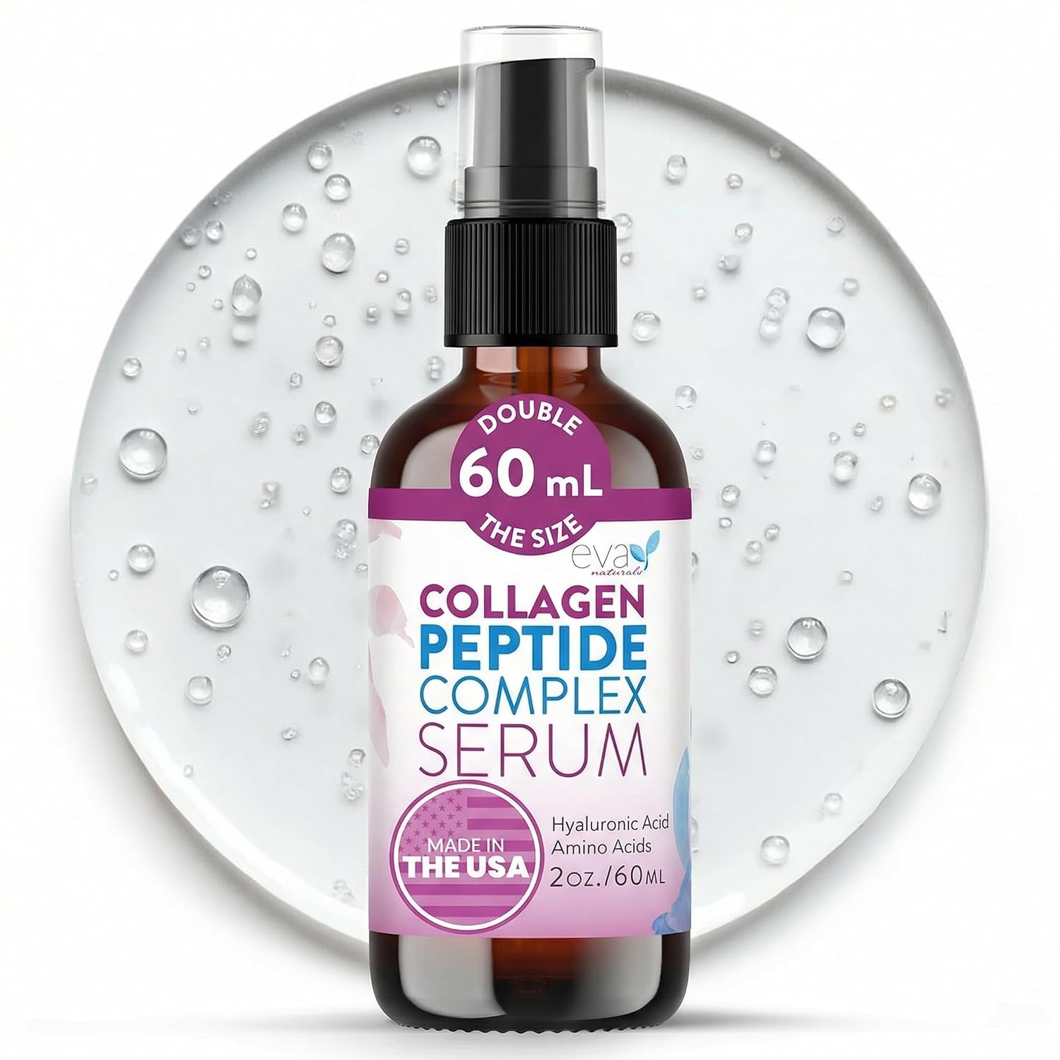 PEPTIDE COMPLEX SÉRUM FACIAL CONCENTRADO POR EVA NATURALS 2 ONZAS EL MEJOR SÉRUM FACIAL CONCENTRADO FACIAL ANTIEDAD, REDUCE - 1
