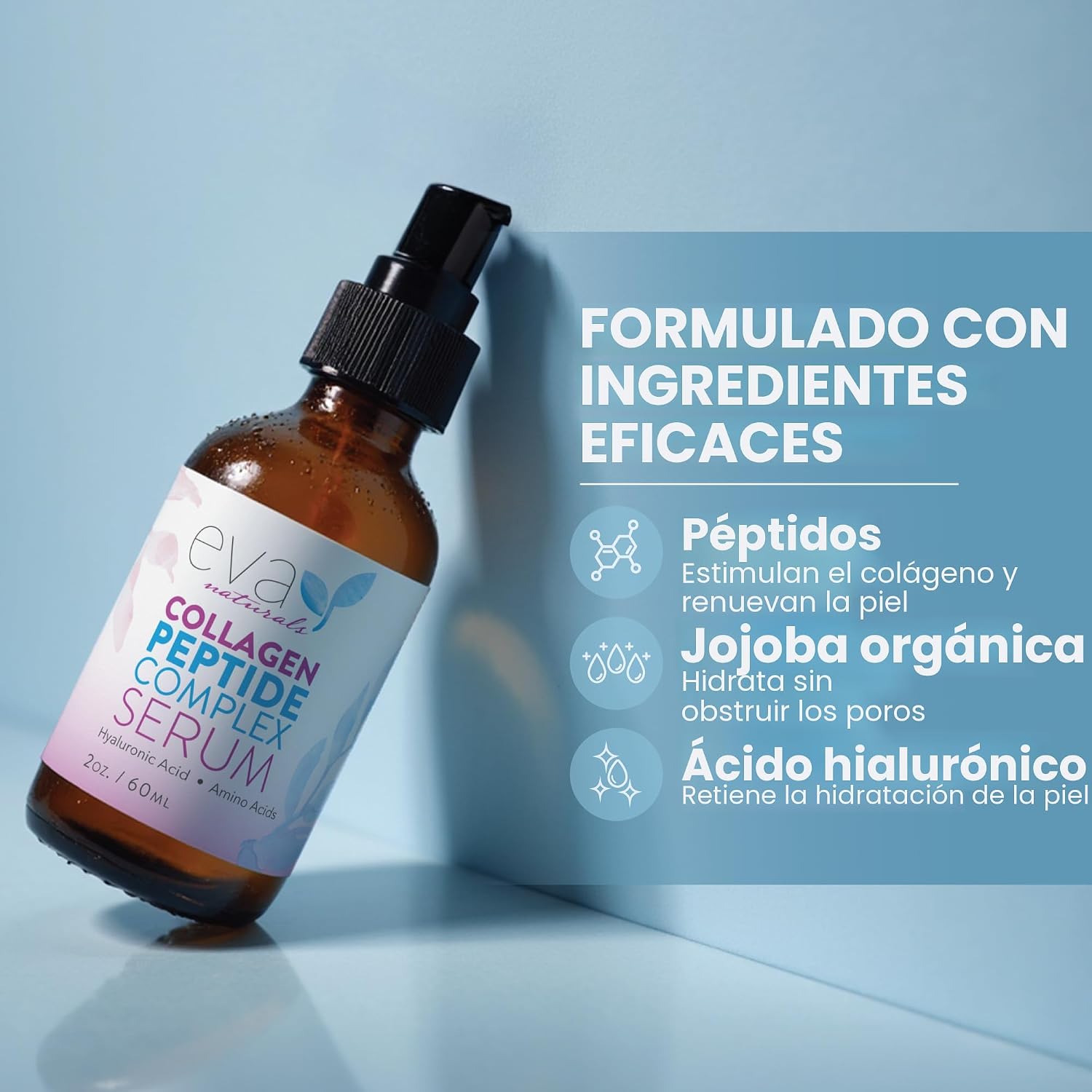 PEPTIDE COMPLEX SÉRUM FACIAL CONCENTRADO POR EVA NATURALS 2 ONZAS EL MEJOR SÉRUM FACIAL CONCENTRADO FACIAL ANTIEDAD, REDUCE - 7