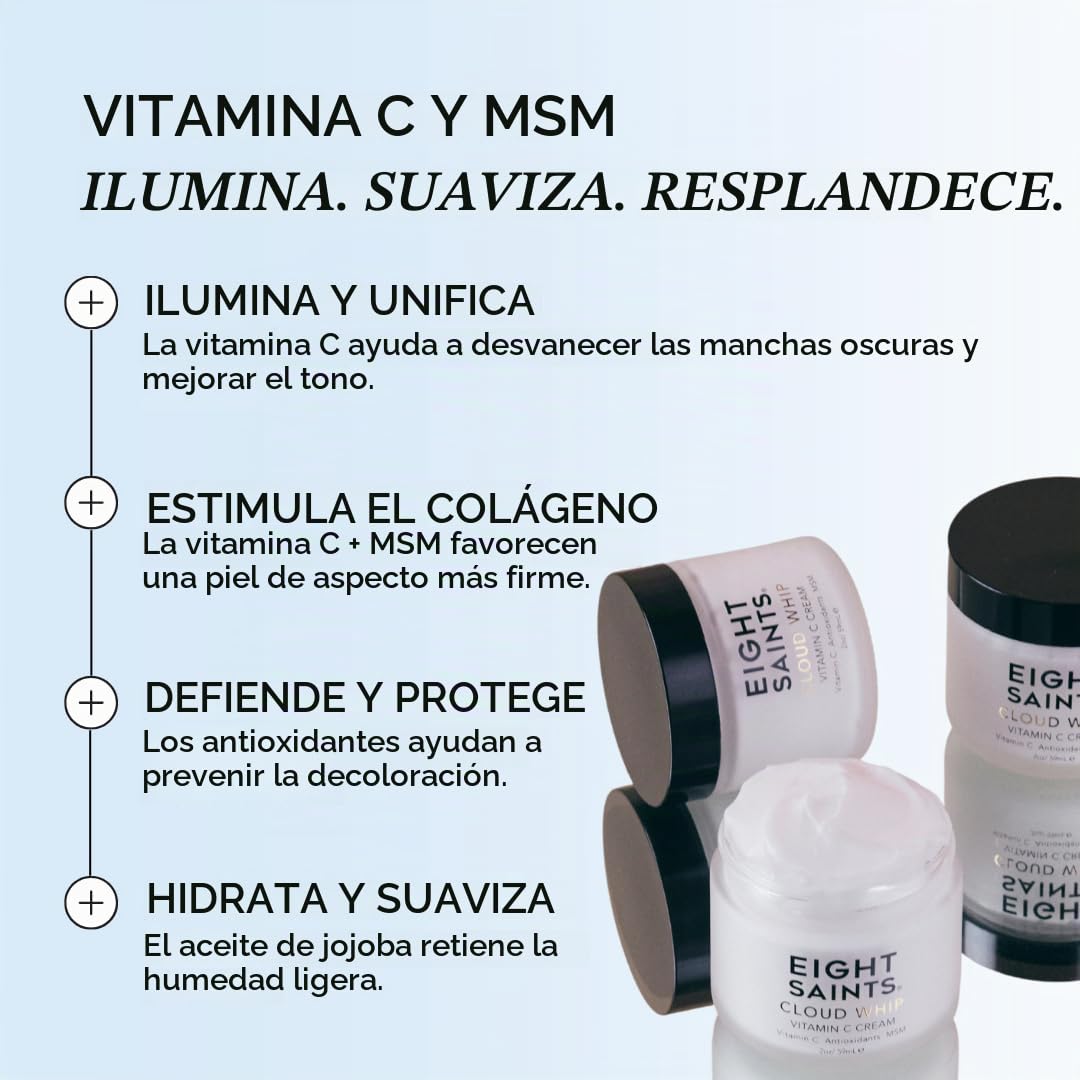 EIGHT SAINTS CUIDADO DE LA PIEL CLOUD WHIP CREMA HIDRATANTE FACIAL CON VITAMINA C CREMA DE DÍA, CREMA FACIAL NATURAL - 4