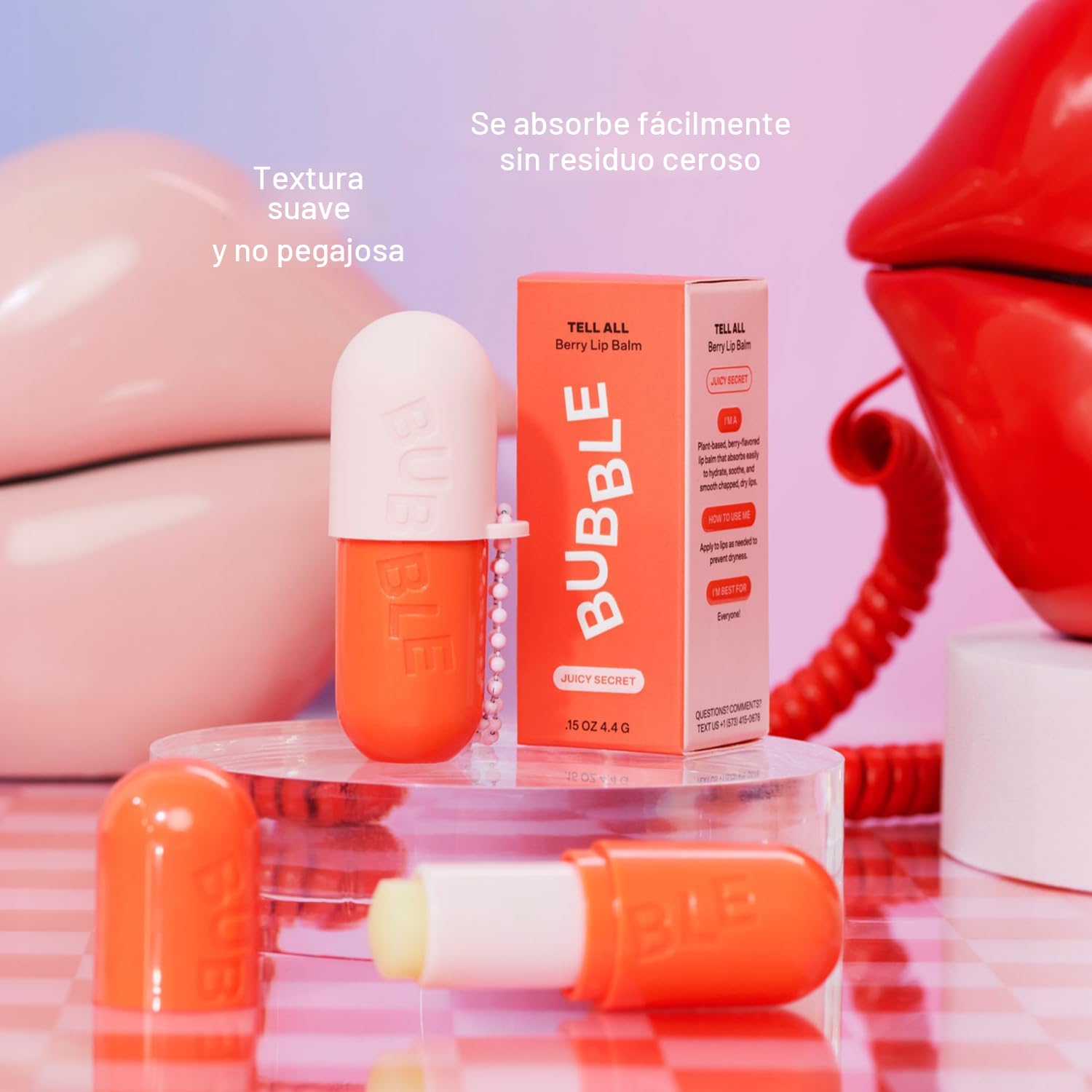 BUBBLE CUIDADO DE LA PIEL JUICY SECRET TELL ALL - BĂLSAMO LABIAL HIDRATANTE CON DIJE DE LLAVERO, BĂLSAMO LABIAL - 5