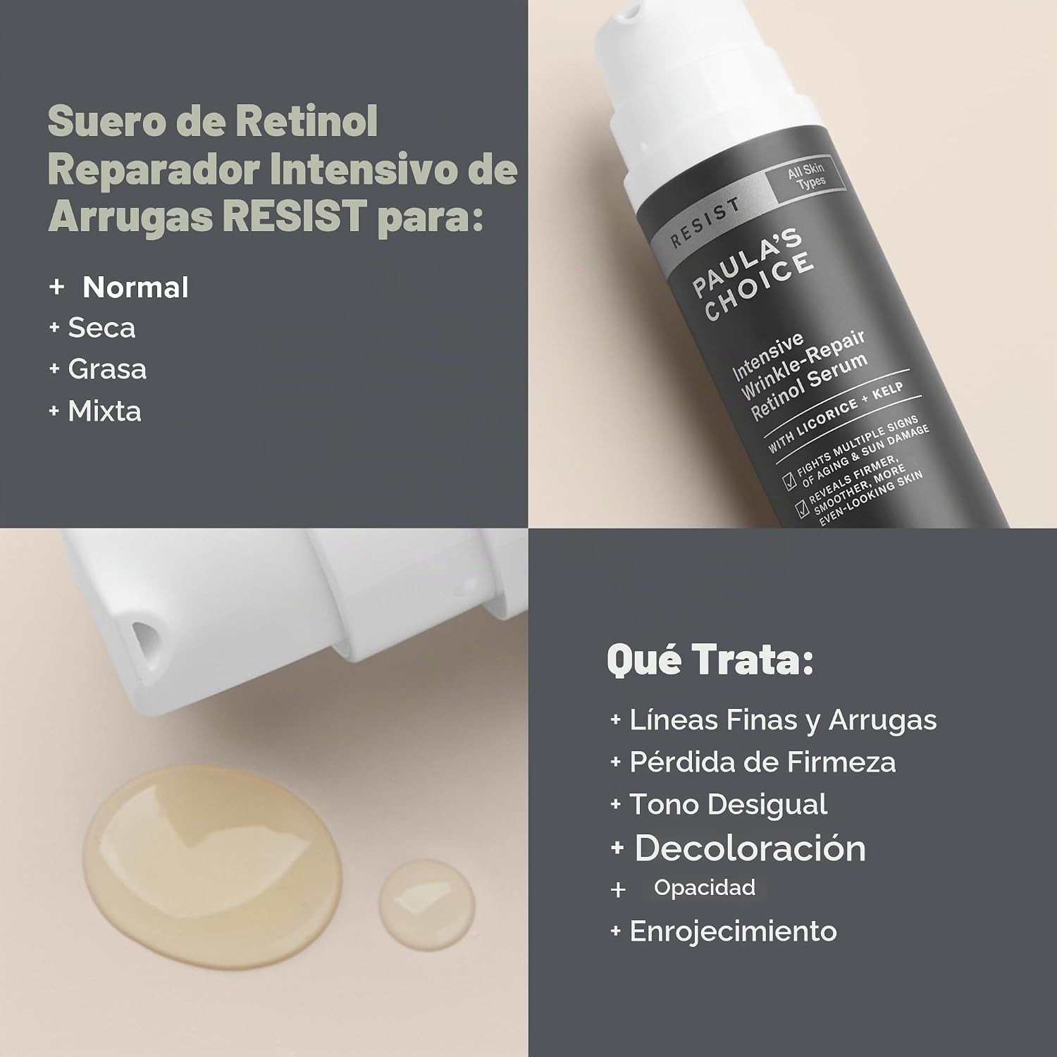PAULA S CHOICE RESIST SÉRUM FACIAL CONCENTRADO DE RETINOL REPARADOR DE ARRUGAS INTENSIVO CON VITAMINA C PARA ARRUGAS Y TONO - 4