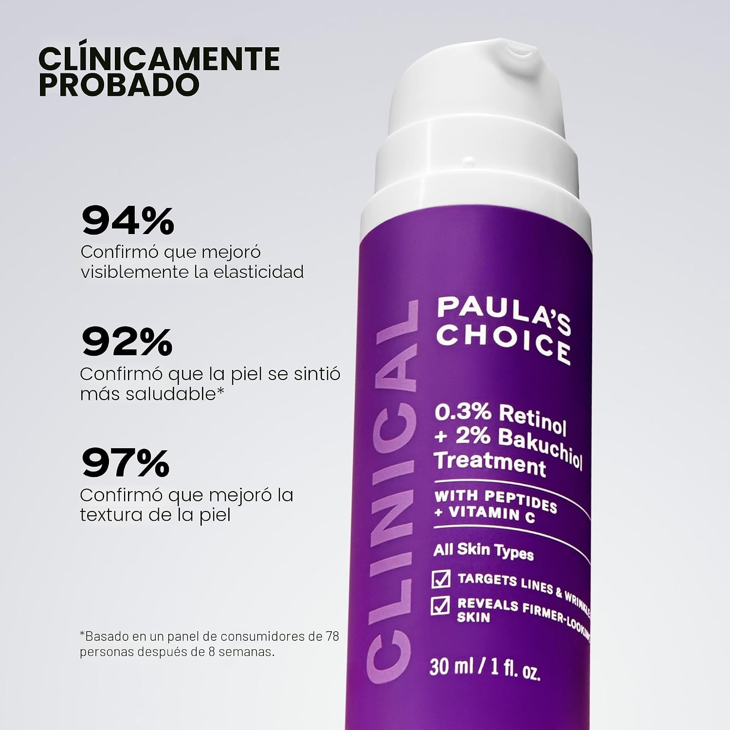 PAULA S CHOICE CLINICAL 0.3% RETINOL 2% BAKUCHIOL, SUERO ANTIENVEJECIMIENTO PARA ARRUGAS PROFUNDAS Y LÍNEAS FINAS, SIN - 2