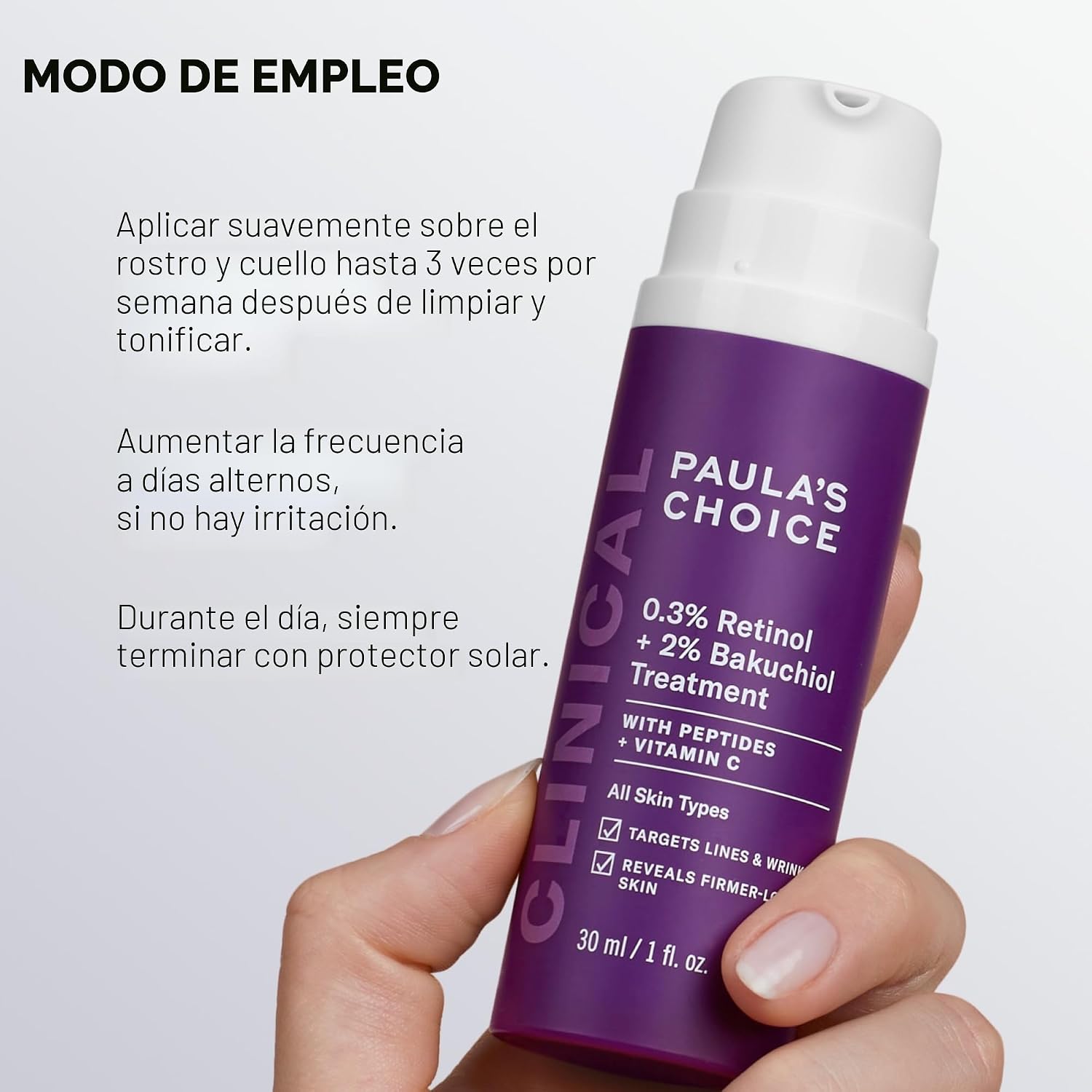 PAULA S CHOICE CLINICAL 0.3% RETINOL 2% BAKUCHIOL, SUERO ANTIENVEJECIMIENTO PARA ARRUGAS PROFUNDAS Y LÍNEAS FINAS, SIN - 4
