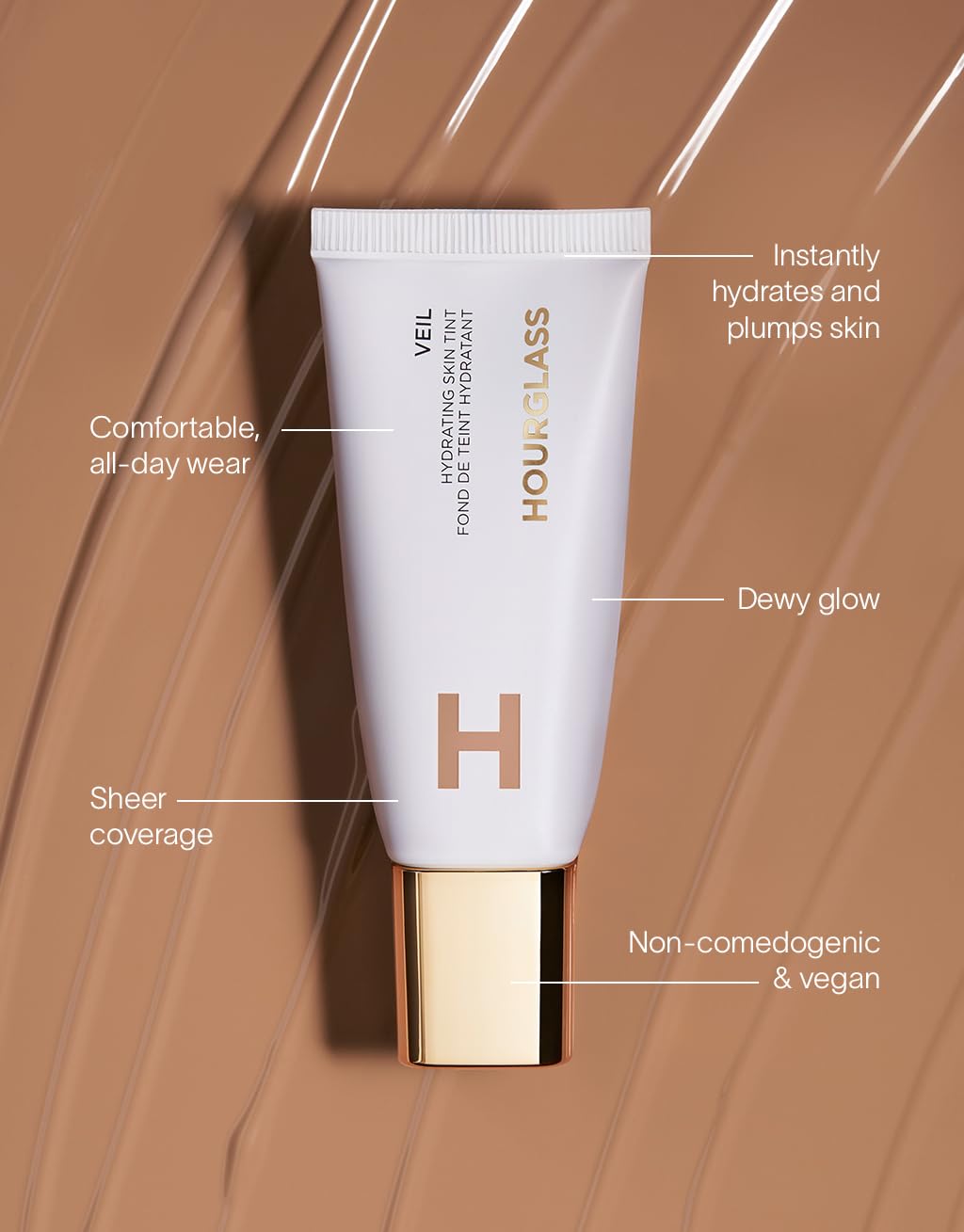 HOURGLASS VEIL HIDRATANTE CON COLOR PARA LA PIEL, HUMECTANTE TINTADO CON ASPECTO DE ROCÍO, BENEFICIOS DE MAQUILLAJE - 5