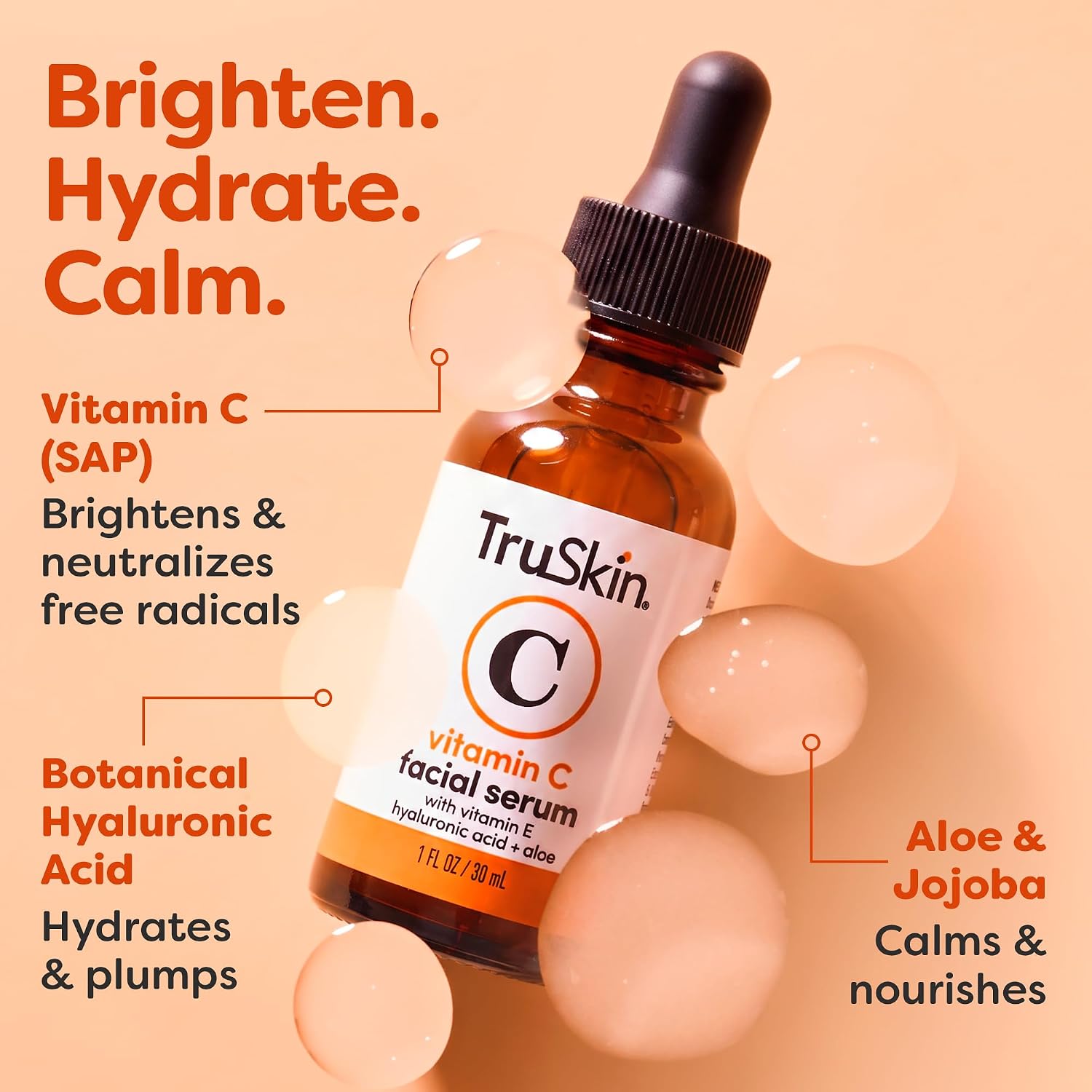 TRUSKIN - SUERO FACIAL CON VITAMINA C, SUERO FACIAL ANTIENVEJECIMIENTO CON VITAMINA C, ÁCIDO HIALURÓNICO, VITAMINA E Y MÁS, - 2