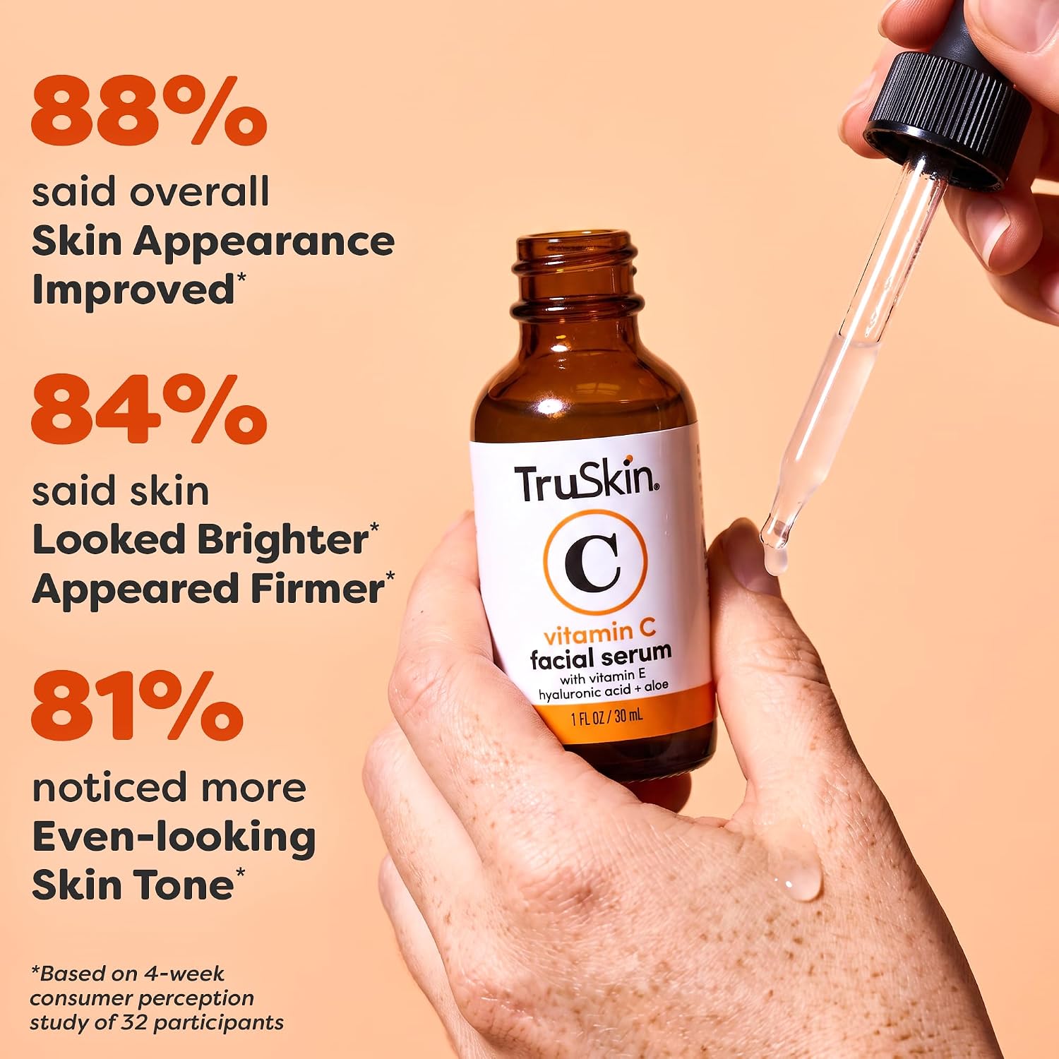 TRUSKIN - SUERO FACIAL CON VITAMINA C, SUERO FACIAL ANTIENVEJECIMIENTO CON VITAMINA C, ÁCIDO HIALURÓNICO, VITAMINA E Y MÁS, - 3