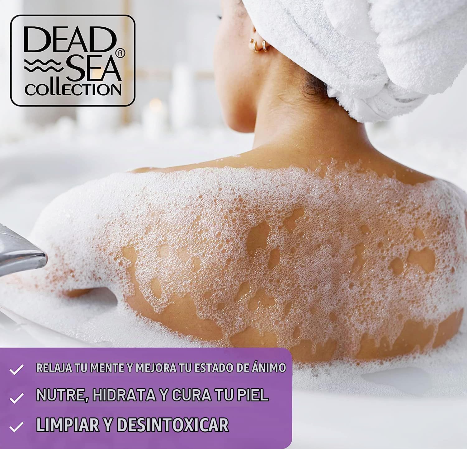 DEAD SEA COLLECTION BAÑO DE BURBUJAS CON LAVANDA PARA MUJERES Y HOMBRES, ACEITE DE LAVANDA Y MINERALES PUROS DEL MAR MUERTO, - 3
