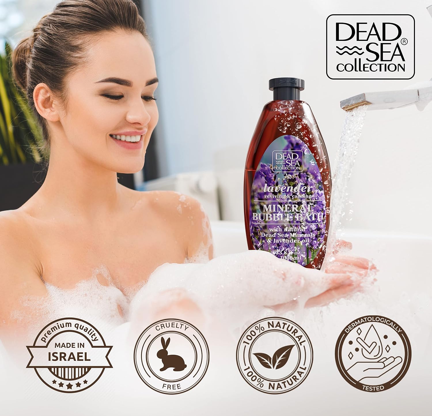 DEAD SEA COLLECTION BAÑO DE BURBUJAS CON LAVANDA PARA MUJERES Y HOMBRES, ACEITE DE LAVANDA Y MINERALES PUROS DEL MAR MUERTO, - 5
