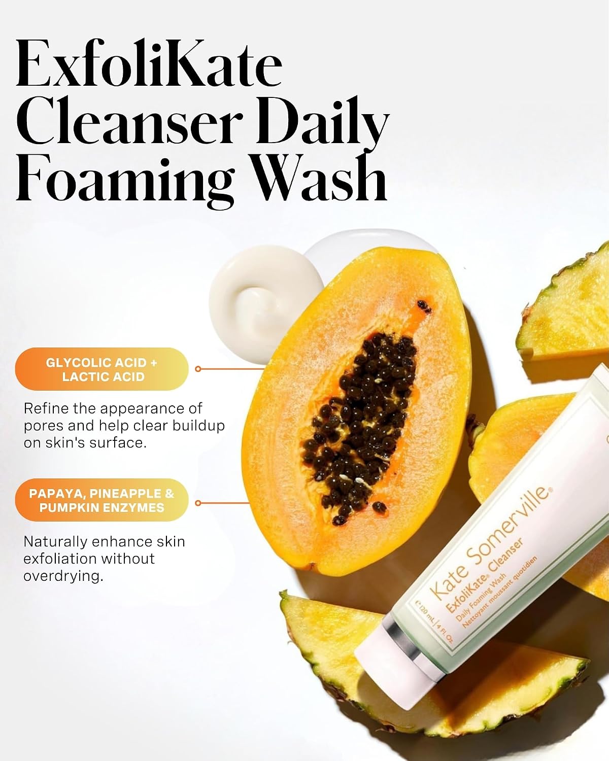 KATE SOMERVILLE EXFOLIKATE LIMPIADOR LAVADO FACIAL EXFOLIANTE ESPUMANTE DIARIO EXFOLIANTE FACIAL SUAVE CON ĂCIDO GLICĂLICO - 2