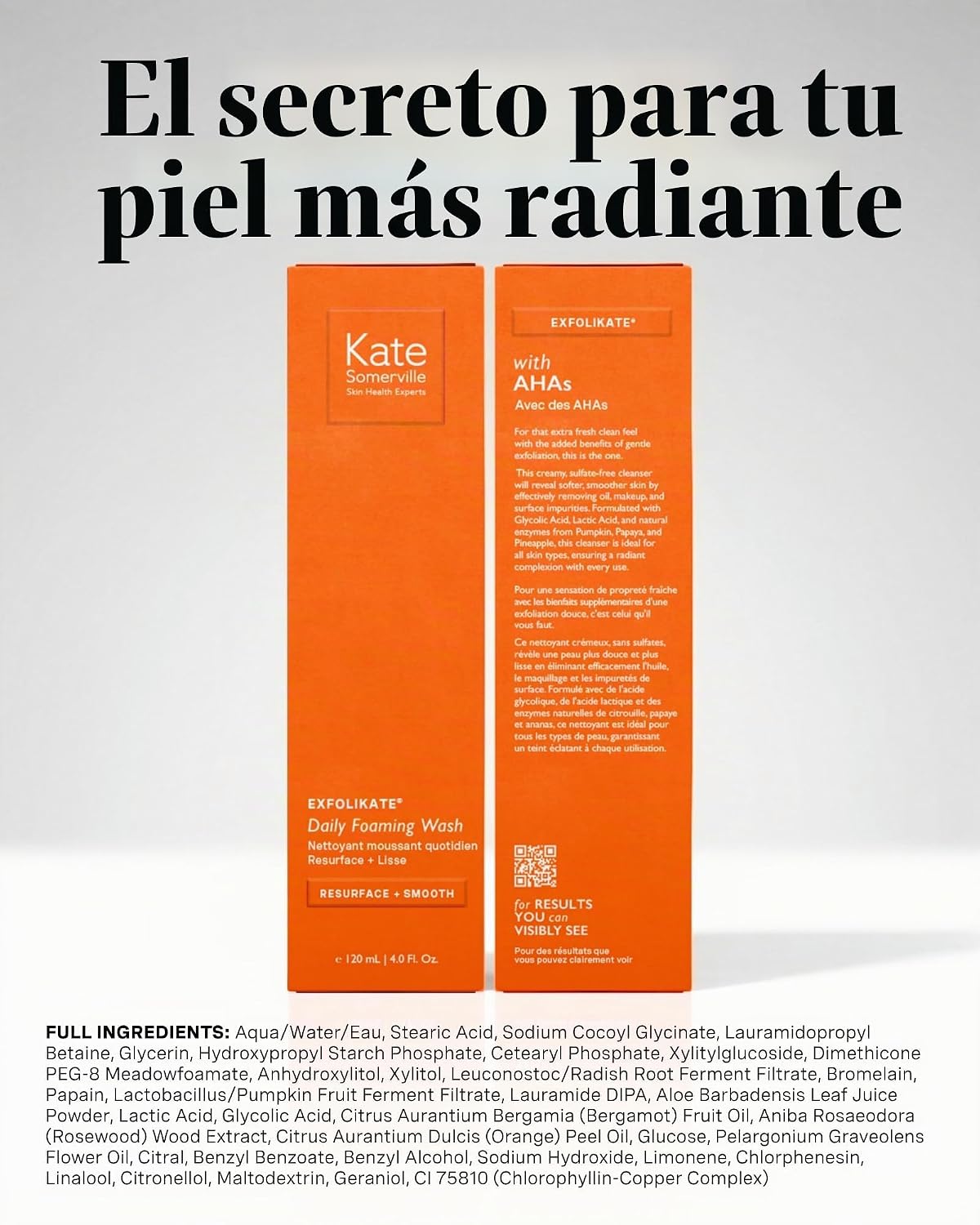 KATE SOMERVILLE EXFOLIKATE LIMPIADOR LAVADO FACIAL EXFOLIANTE ESPUMANTE DIARIO EXFOLIANTE FACIAL SUAVE CON ĂCIDO GLICĂLICO - 4