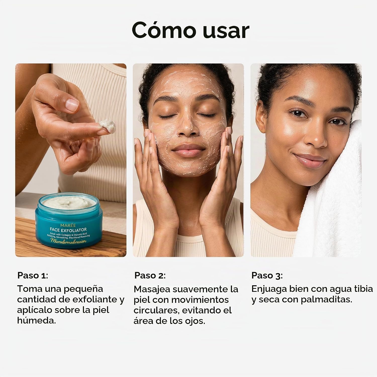 MAREE EXFOLIANTE FACIAL EXFOLIANTE FACIAL DE MICRODERMOABRASIÓN Y JABÓN EXFOLIANTE PARA MUJERES COLÁGENO Y ÁCIDO GLICÓLICO - 6