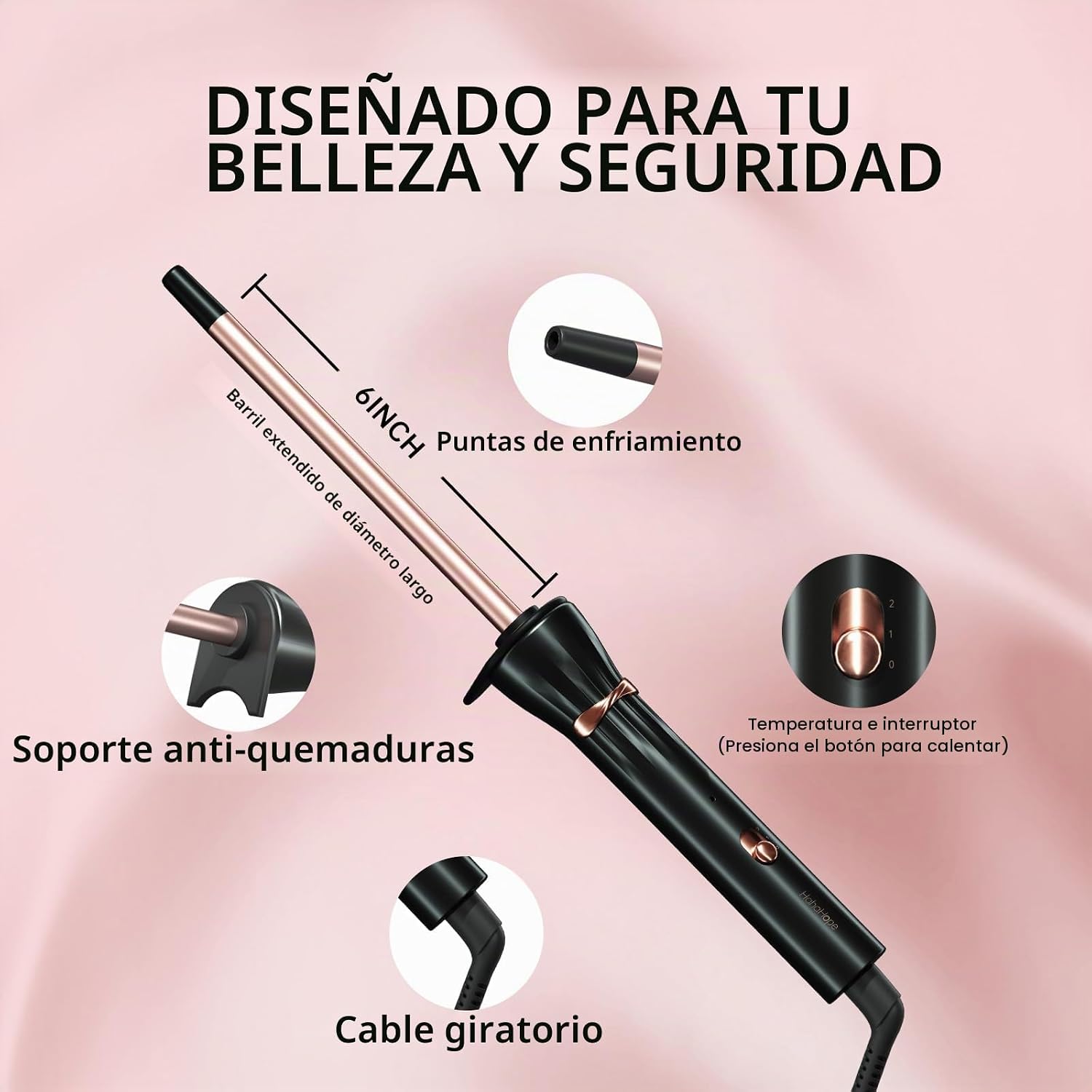 HIRAY - RIZADOR DE 3/8 PULGADAS, VARITA RIZADOR DE 9 MM PEQUEÑA, RIZADOR DE BARRIL PEQUEÑO DE CERÁMICA CON TEMPERATURA - 7