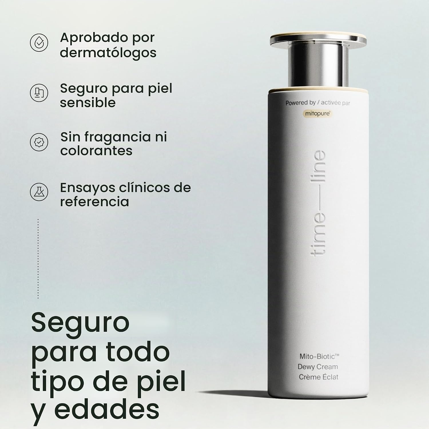 TIMELINE MITOPURE - CREMA HIDRATANTE LIGERA CON PÉPTIDOS PARA HIDRATAR, RELLENAR Y PROTEGER LA PIEL SECA - 1.7 ONZAS LÍQUIDAS - 6