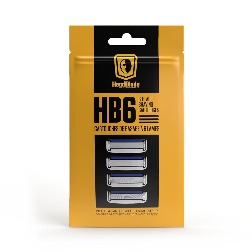 HEADBLADE HB6 - CUCHILLAS DE AFEITAR DE REPUESTO PARA HOMBRE, 6 CUCHILLAS DE ACERO INOXIDABLE PARA NO TIRAR O TIRAR, - 1