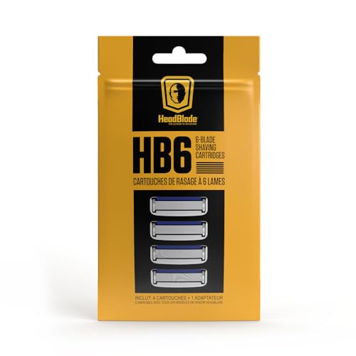 HEADBLADE HB6 - CUCHILLAS DE AFEITAR DE REPUESTO PARA HOMBRE, 6 CUCHILLAS DE ACERO INOXIDABLE PARA NO TIRAR O TIRAR, - 6