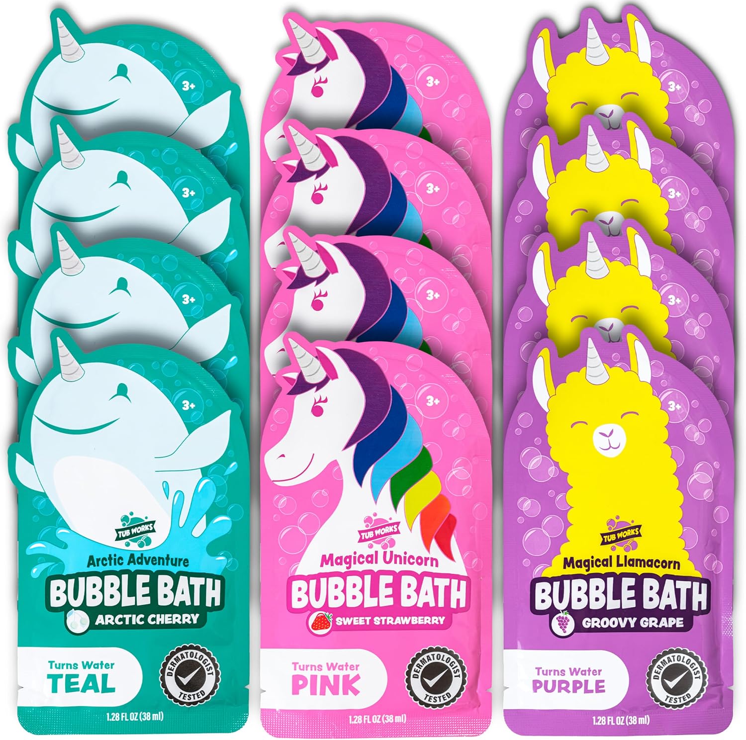 TUB WORKS BAÑO DE BURBUJAS MÁGICO PARA NIÑOS, PAQUETE VARIADO DE 12 CREA AGUA COLORIDA Y TONELADAS DE BURBUJAS DE ESPUMA - 1