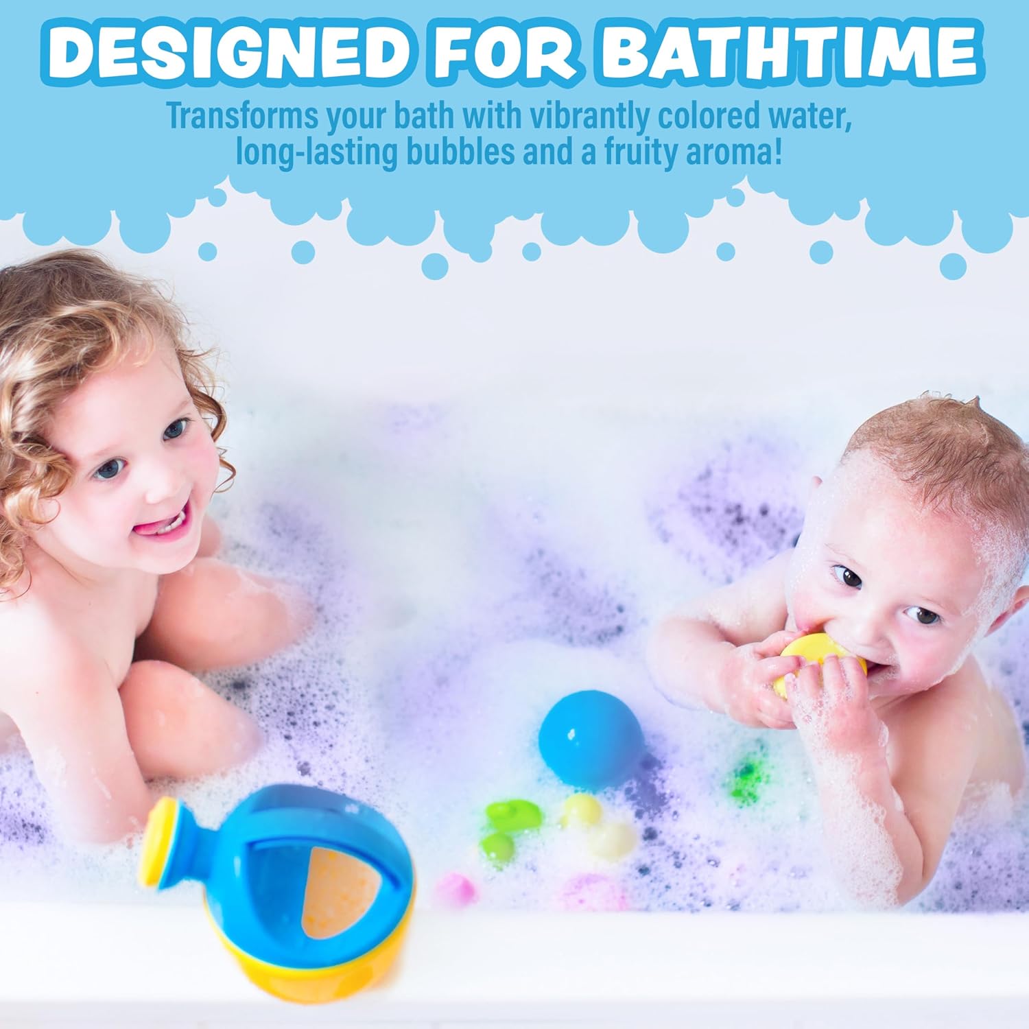 TUB WORKS BAÑO DE BURBUJAS MÁGICO PARA NIÑOS, PAQUETE VARIADO DE 12 CREA AGUA COLORIDA Y TONELADAS DE BURBUJAS DE ESPUMA - 2