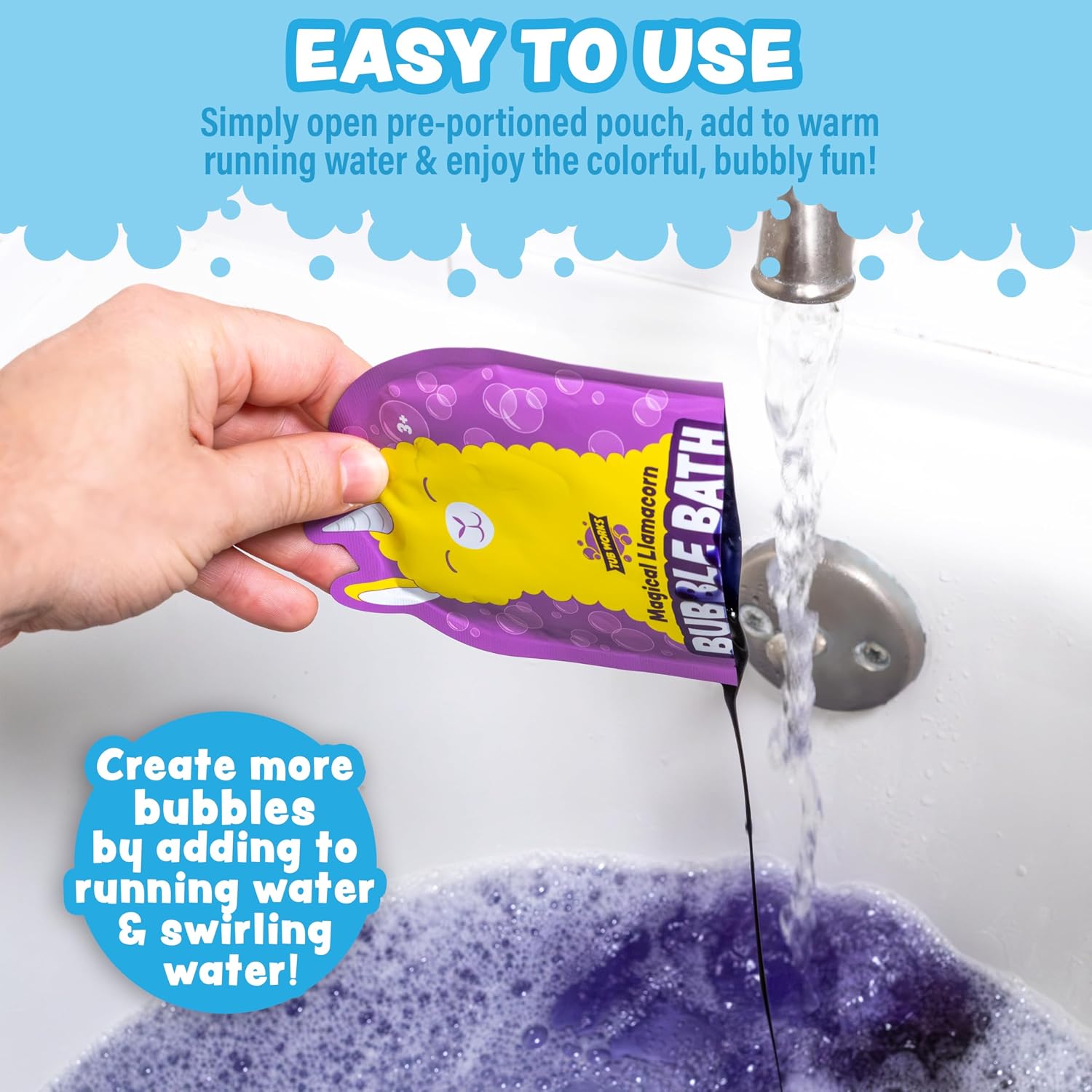 TUB WORKS BAÑO DE BURBUJAS MÁGICO PARA NIÑOS, PAQUETE VARIADO DE 12 CREA AGUA COLORIDA Y TONELADAS DE BURBUJAS DE ESPUMA - 5