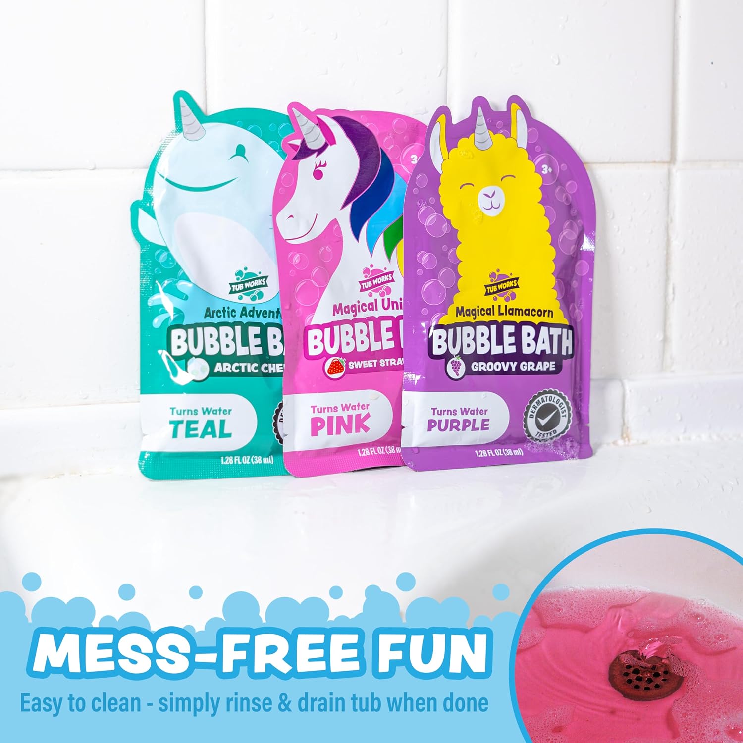 TUB WORKS BAÑO DE BURBUJAS MÁGICO PARA NIÑOS, PAQUETE VARIADO DE 12 CREA AGUA COLORIDA Y TONELADAS DE BURBUJAS DE ESPUMA - 7