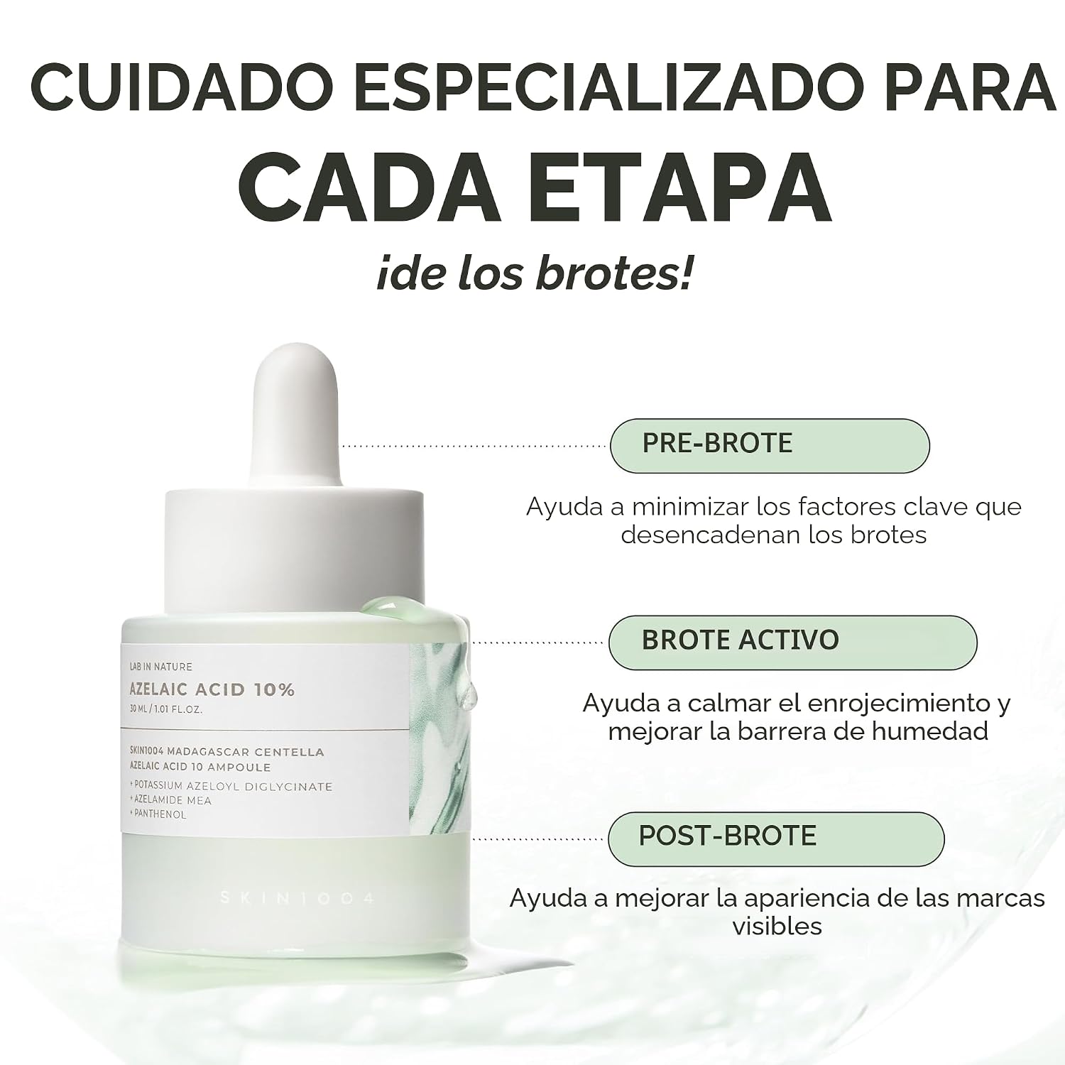 SKIN1004 AMPOLLA DE ÁCIDO AZELAICO AL 10%, SUERO FACIAL HIDRATANTE PARA PIEL PROPENSA A MANCHAS E IRRITADA, CUIDADO CALMANTE - 3