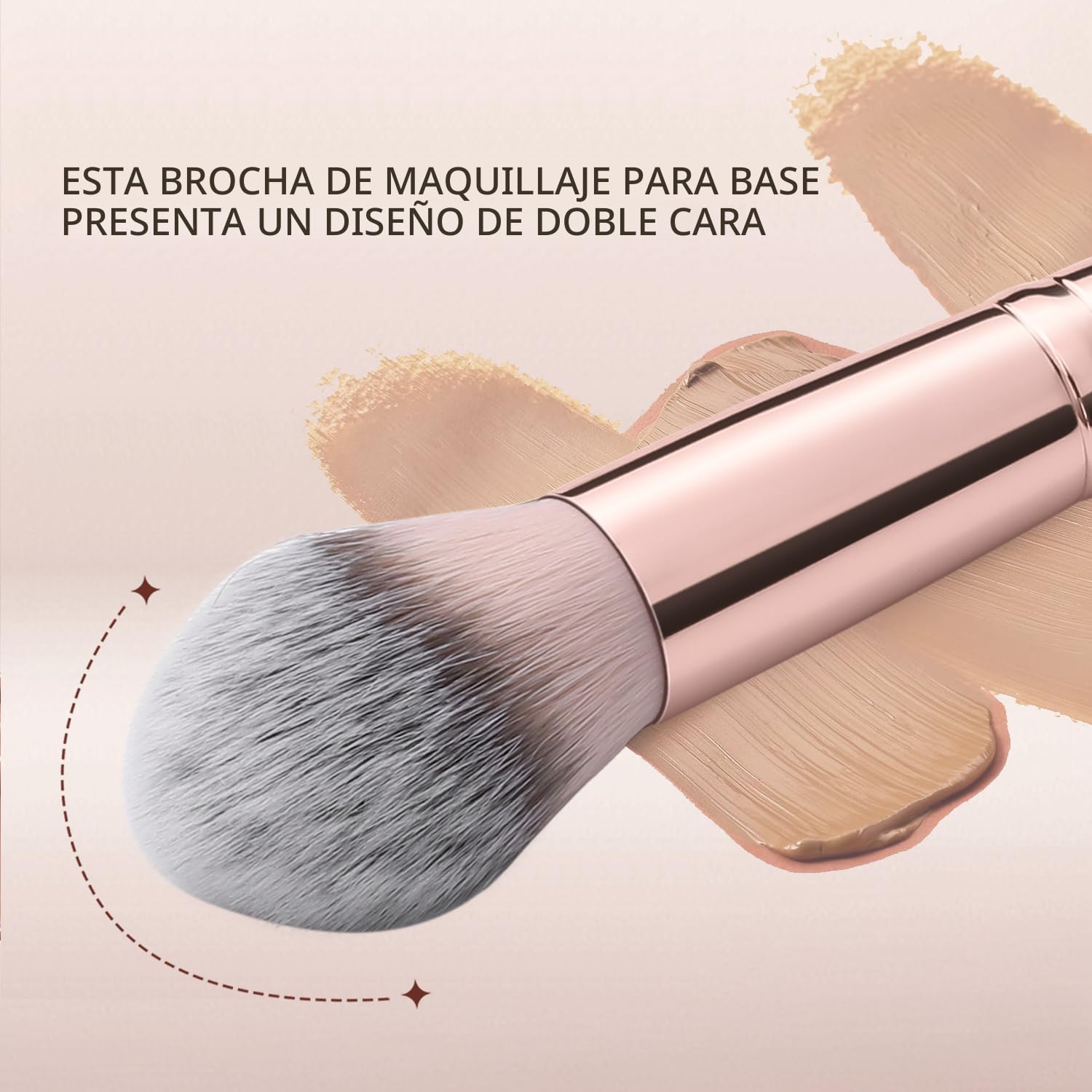 BROCHA DE MAQUILLAJE PARA BASE, DOBLE CORRECTOR Y BRONCEADOR - 5