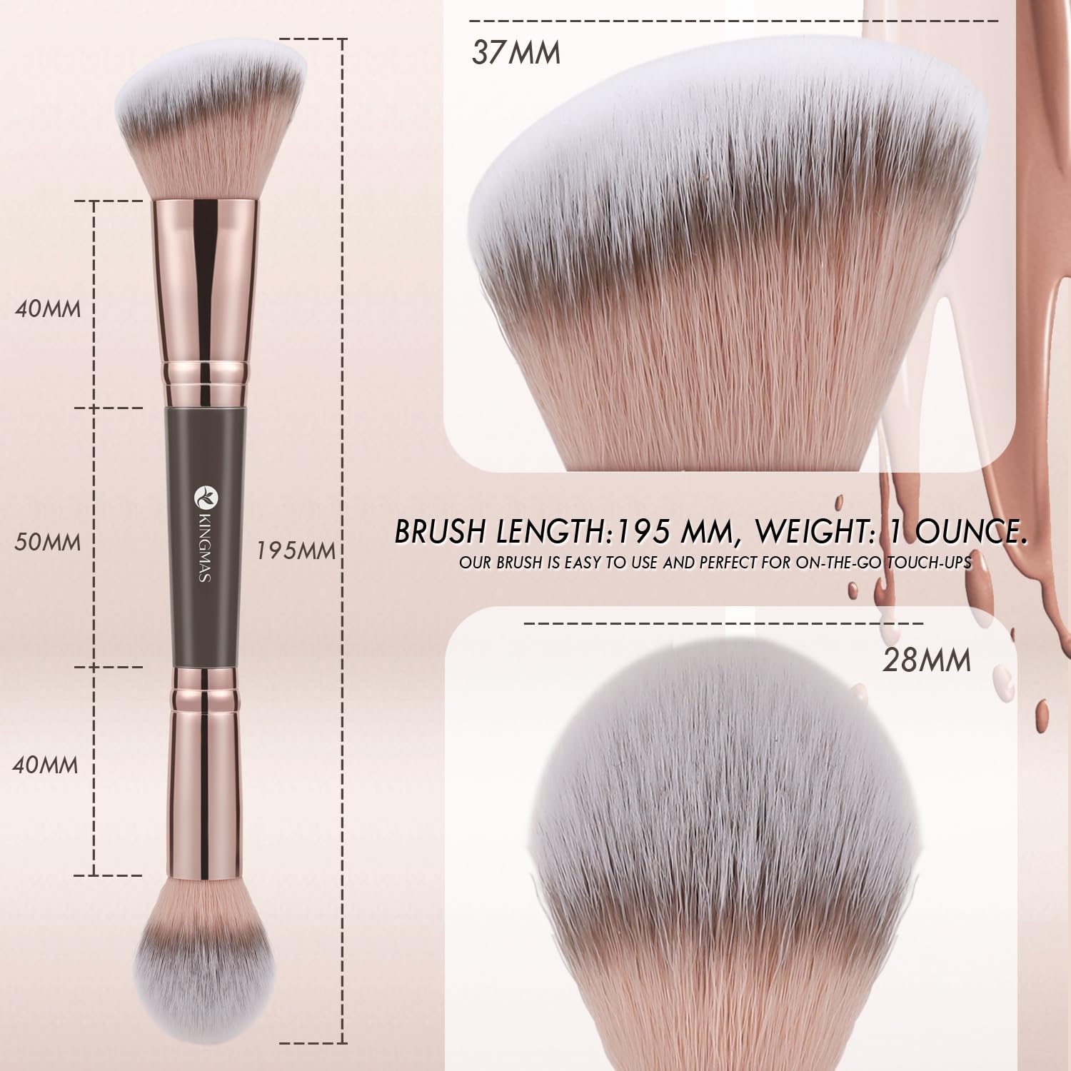 BROCHA DE MAQUILLAJE PARA BASE, DOBLE CORRECTOR Y BRONCEADOR - 6