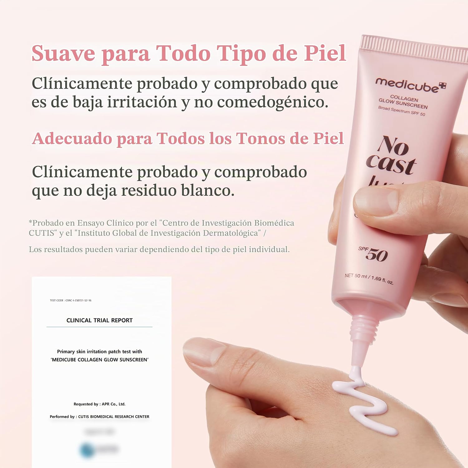 MEDICUBE PROTECTOR SOLAR SIN FUNDICIÓN, SOLO COLÁGENO BRILLANTE, SPF 50 - 6