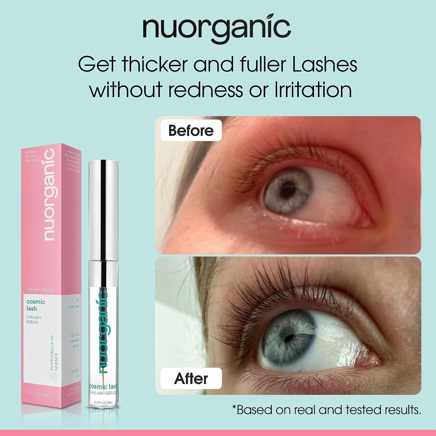 NUORGANIC COSMIC LASH - SUERO DE CRECIMIENTO DE PESTAÑAS, SIN PROSTAGLANDINAS, 0.3 FL OZ XL - 3