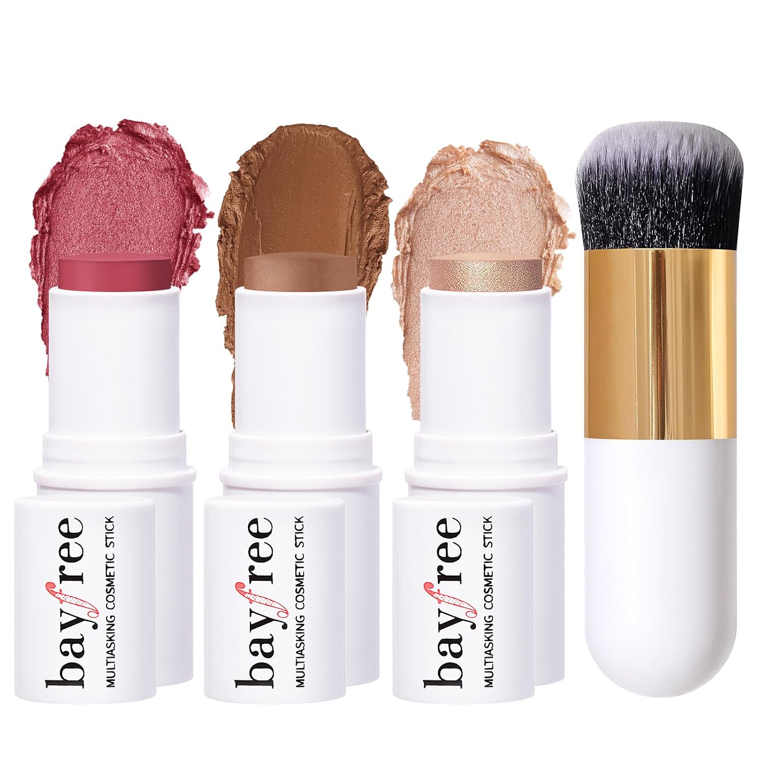 KIMUSE TRÍO DE PALITOS FACIALES, BARRA DE RUBOR CREMA E ILUMINADOR Y BARRA DE CONTORNO PARA ESCULPIR LAS MEJILLAS, TRÍO - 1