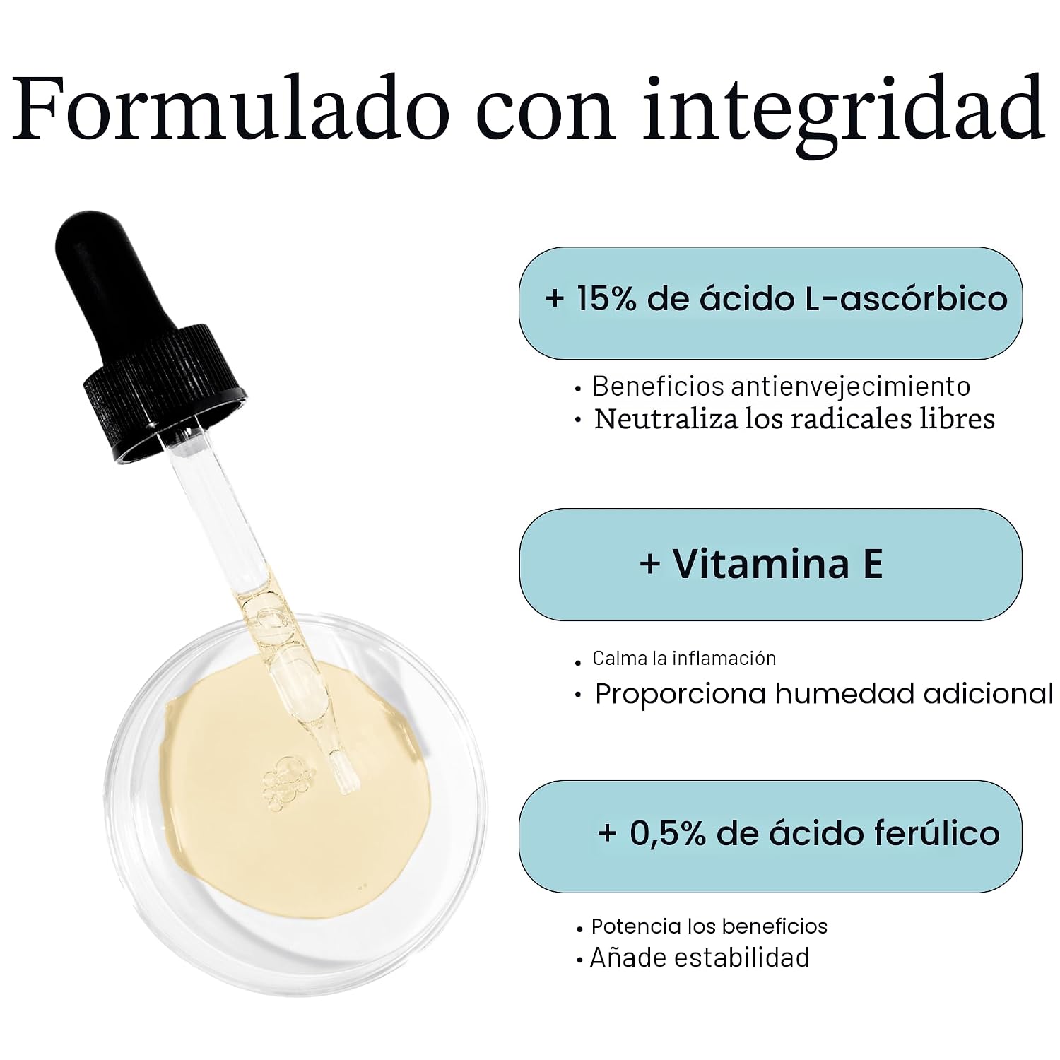 BRANDEFY SUERO FACIAL CON VITAMINA C 15% L. ÁCIDO ASCÓRBICO, ÁCIDO FERÚLICO .5% VITAMINA E PARA CUIDADO PERSONAL Y BELLEZA, - 3