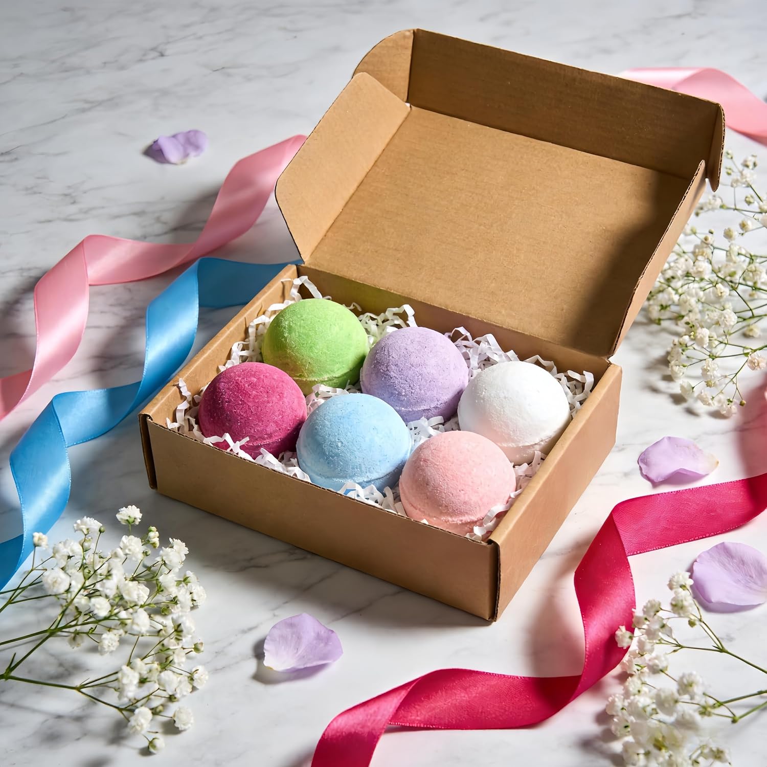 BOMBAS DE BAÑO, PAQUETE DE 6, ACEITE ESENCIAL NATURAL PARA BAÑO, KIT DE MAQUILLAJE SET DE REGALO PARA MUJERES Y FAMILIA - 2