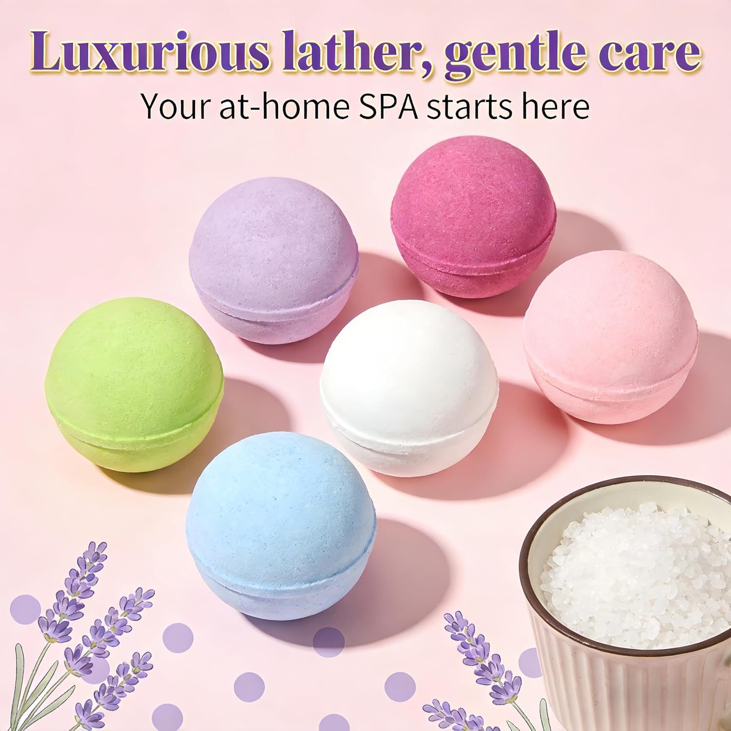 BOMBAS DE BAÑO, PAQUETE DE 6, ACEITE ESENCIAL NATURAL PARA BAÑO, KIT DE MAQUILLAJE SET DE REGALO PARA MUJERES Y FAMILIA - 3