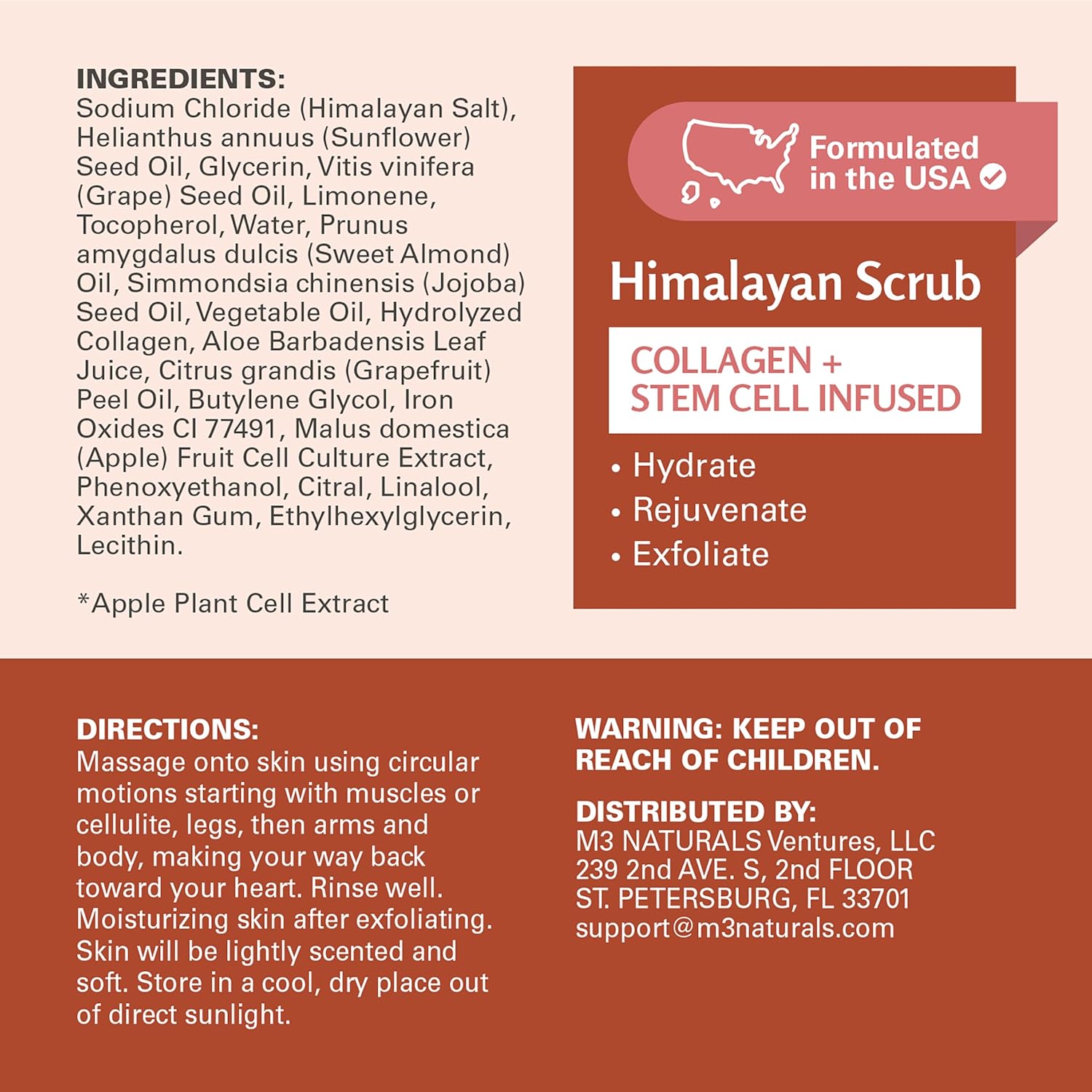 EXFOLIANTE EXFOLIANTE DE SAL DEL HIMALAYA CON COLÁGENO Y CÉLULAS MADRE, 16 ONZAS POR M3 - 2