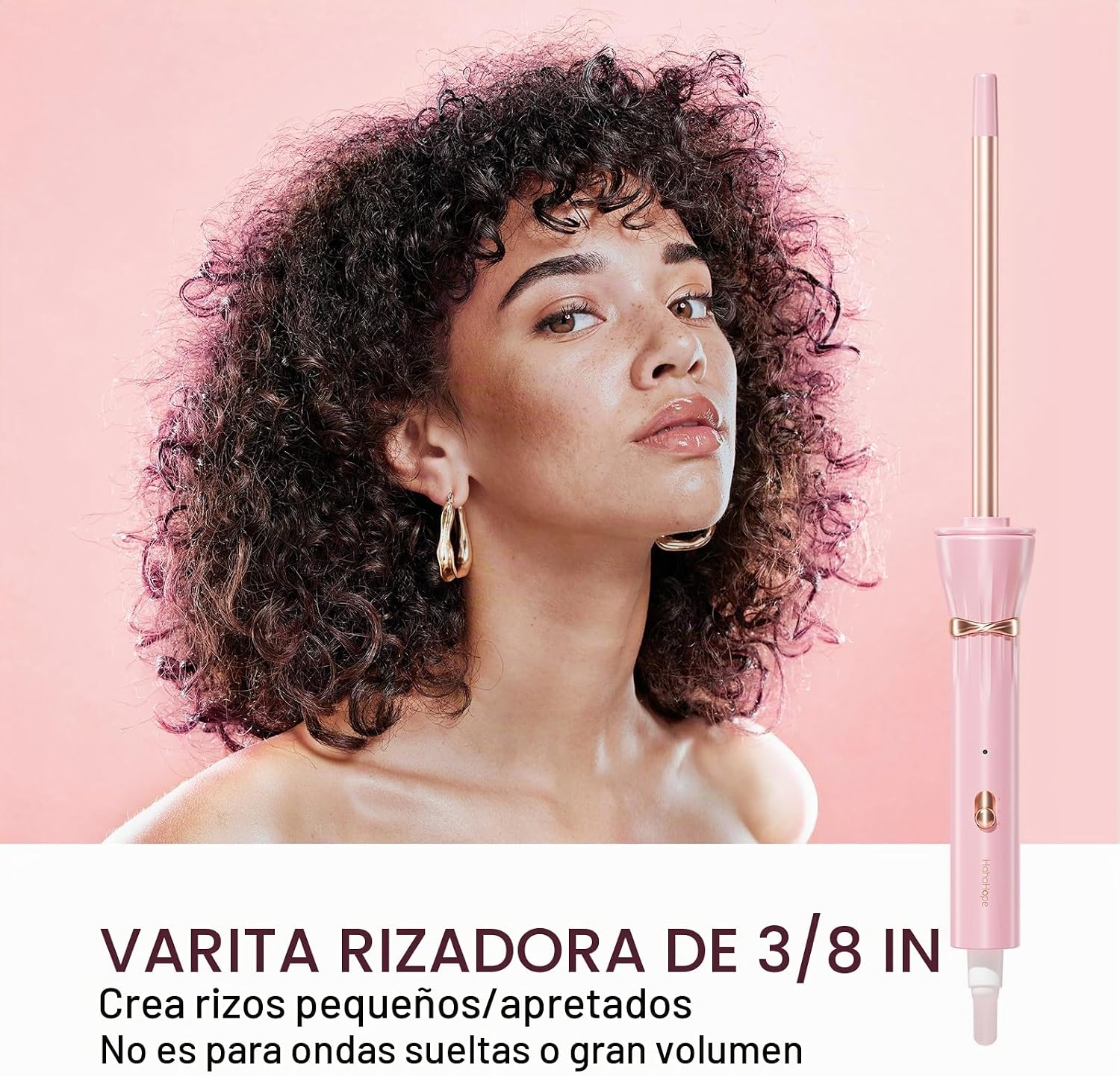 HIRAY RIZADOR DE PELO DELGADO DE 3/8 PULGADAS Y VARITA RIZADOR DE 9 MM DE BARRIL MINI PARA CABELLO CORTO Y LARGO, RIZADOR - 2